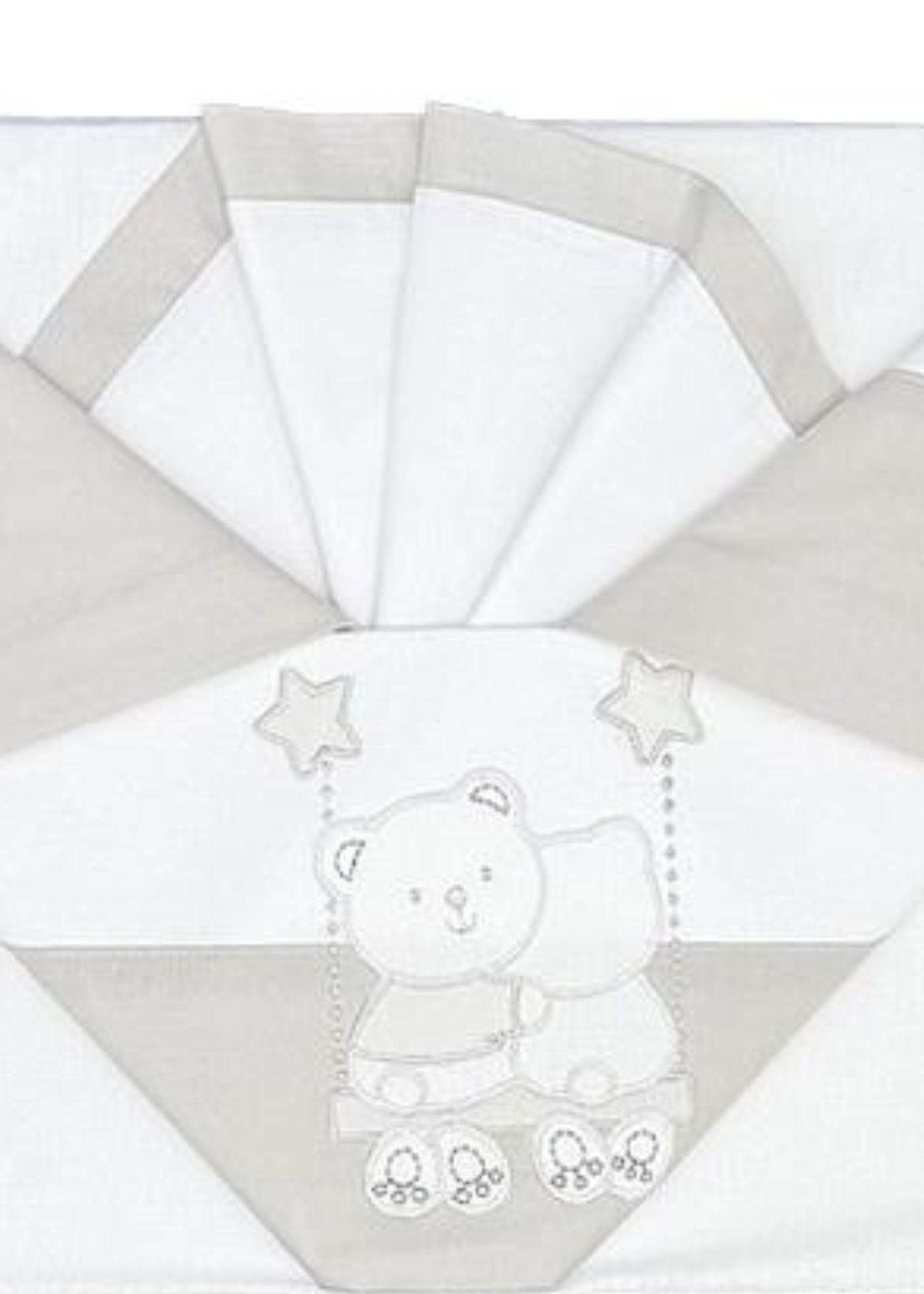 Set Lenjerie Patut 3 Piese Alb-Gri cu Ursuleti in Leagan D04 Andy&Helen