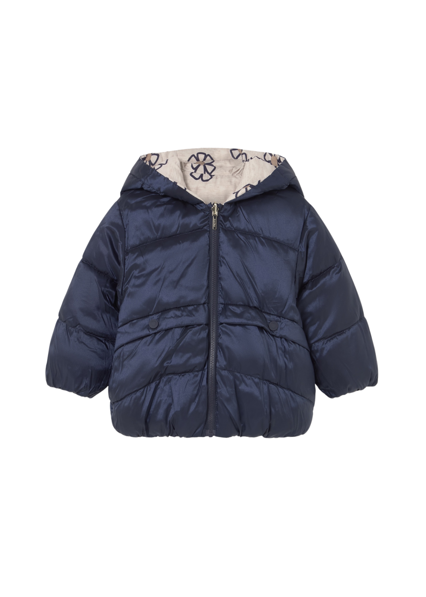 Geaca din Fas Matlasata Reversibila Bej cu Bleumarin cu Flori 2437 Mayoral