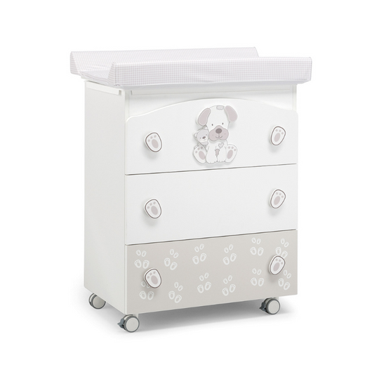 Comoda infasat Jack Alb & Crem Design Elegant si Masuta Infasat Cadita Detasabila