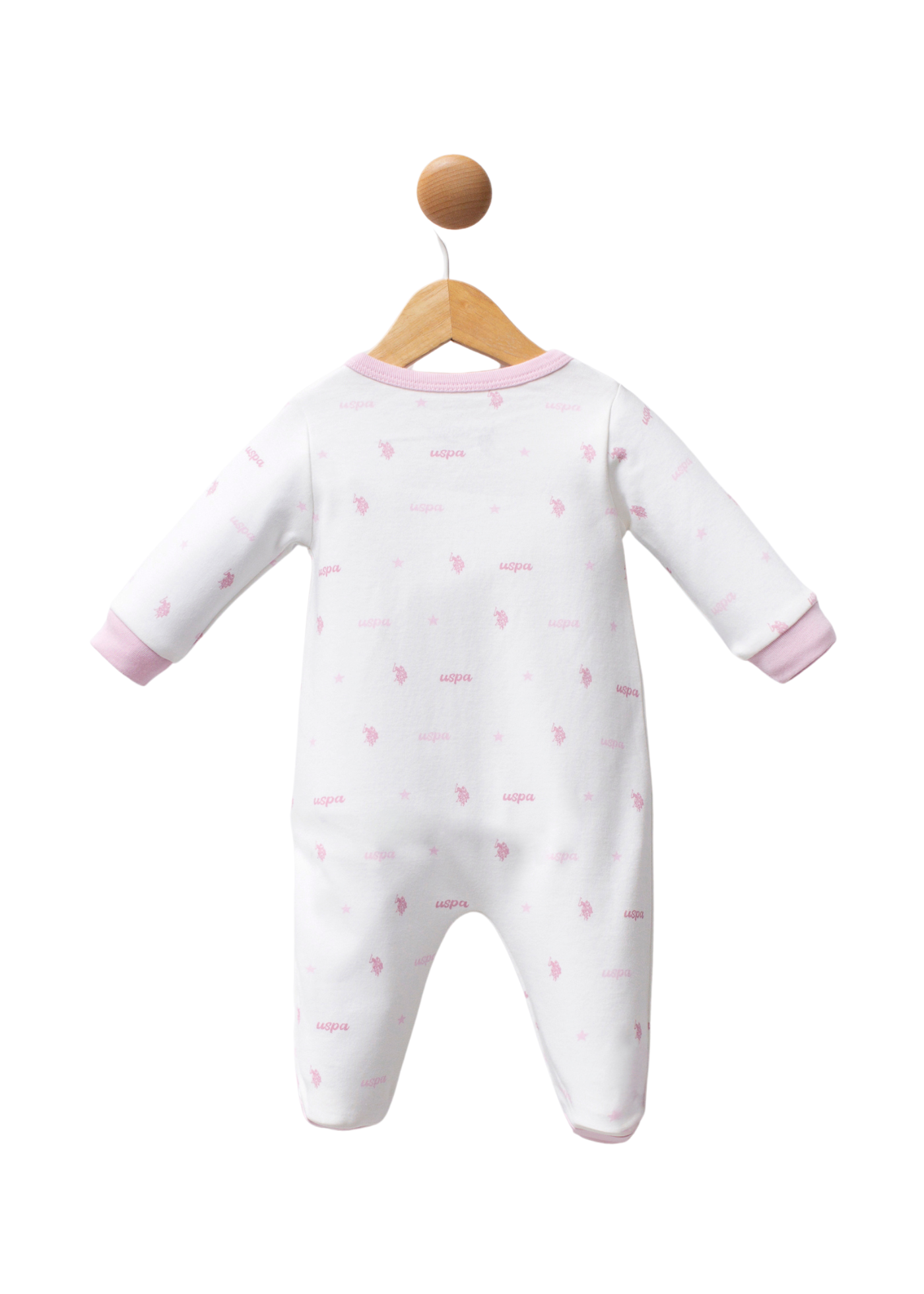 Salopeta Lunga Ivory cu Imprimeu Logo Roz si Capse pe Fata USB2360 Us Polo Assn