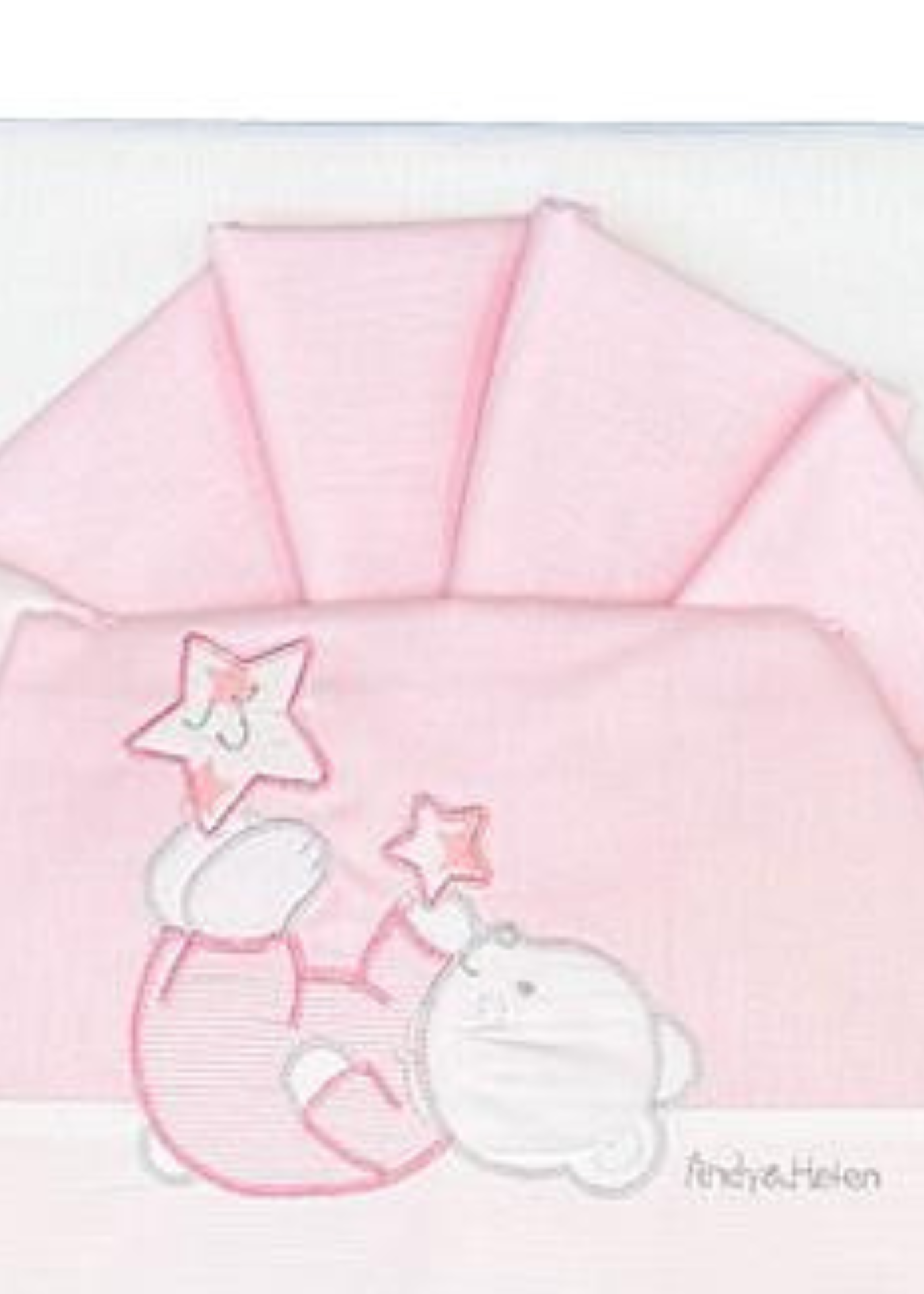 Set Lenjerie Patut 3 Piese Alb-Roz cu Ursulet si Stelute D05 Andy&Helen