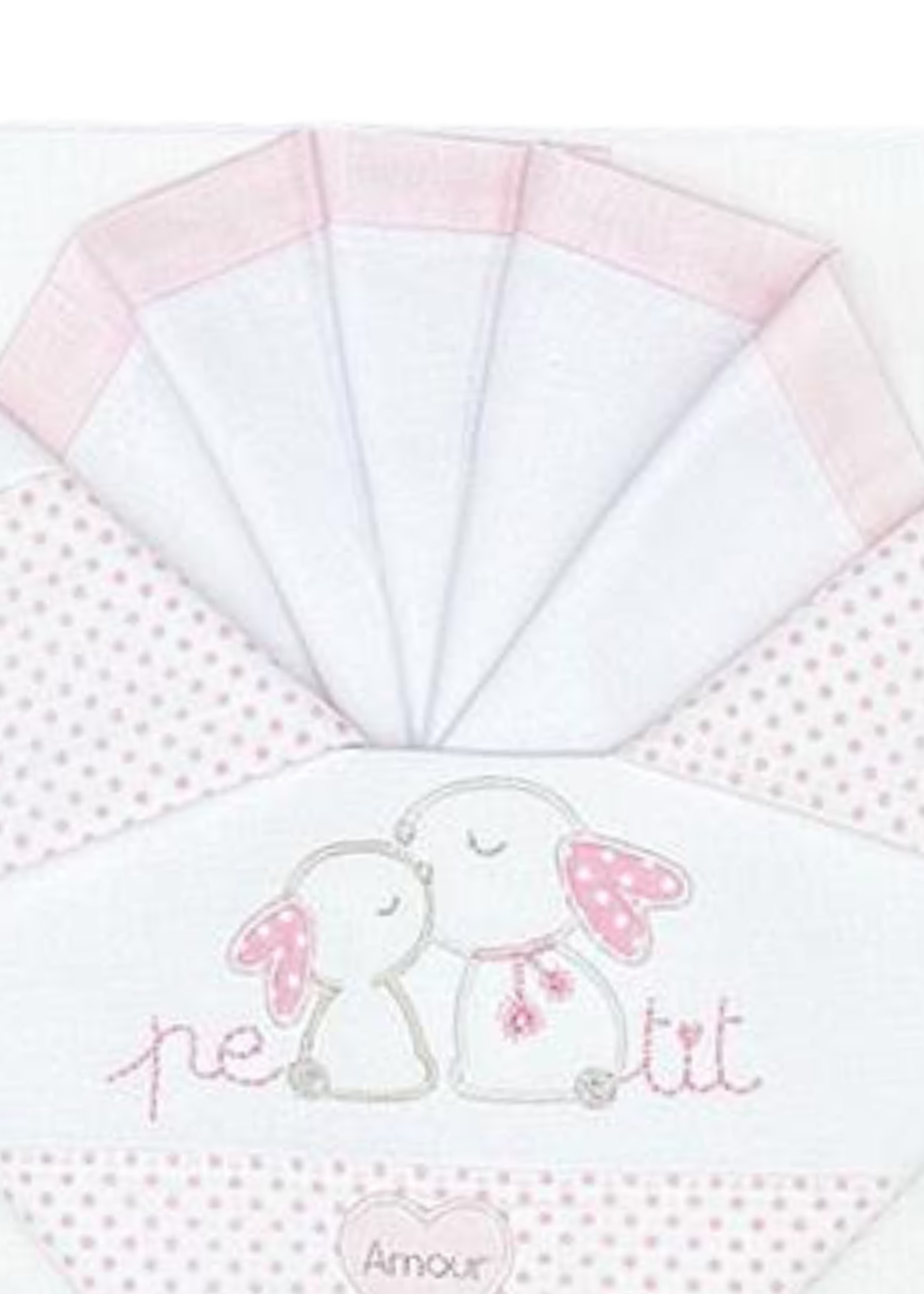 Set Lenjerie Patut 3 Piese Alb-Roz cu Iepurasi D10 Andy&Helen