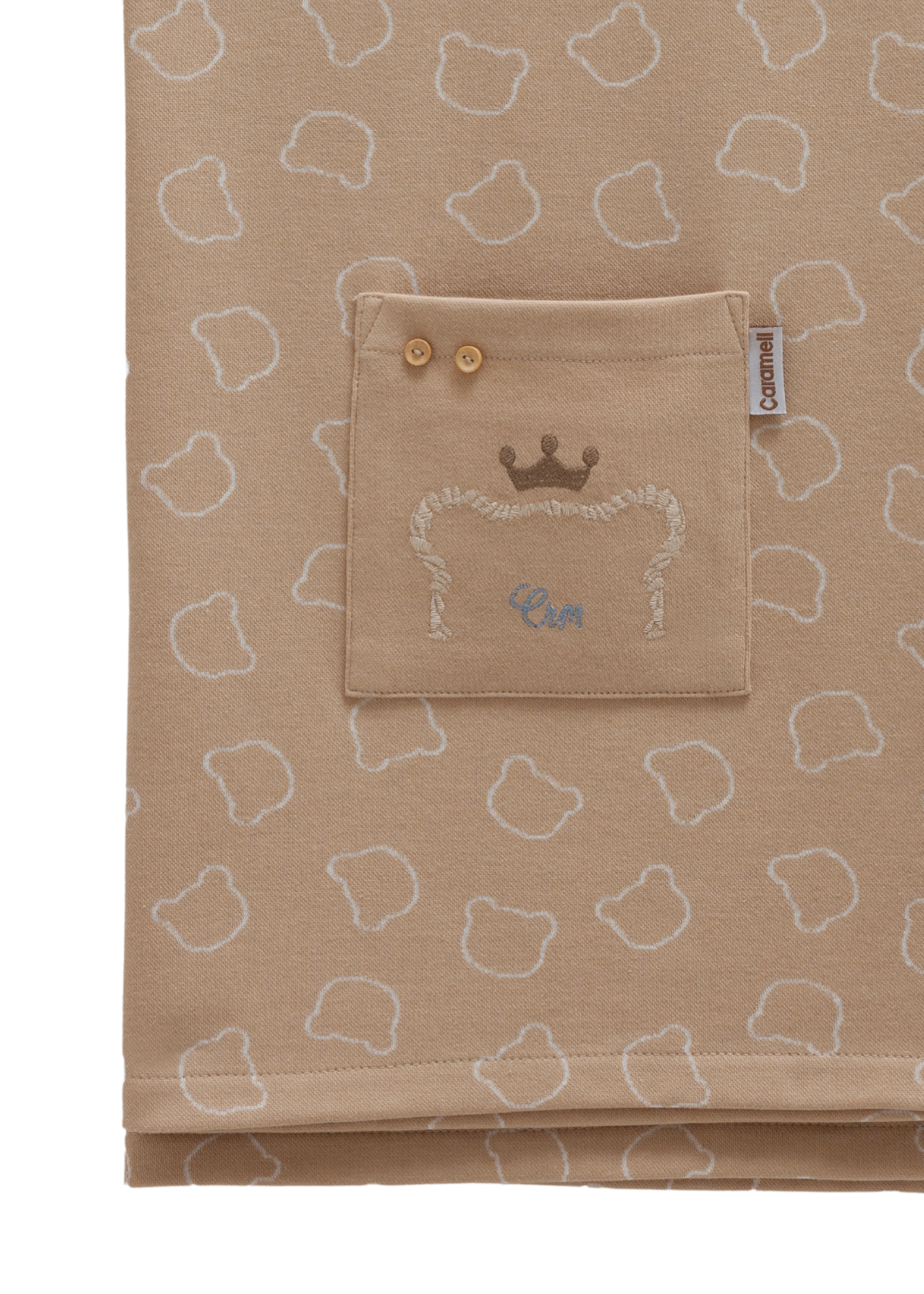 Pled Bumbac Bej Inchis cu Imprimeu Ursi 80 x 80 cm BTE1872 Mell Sweet Baby