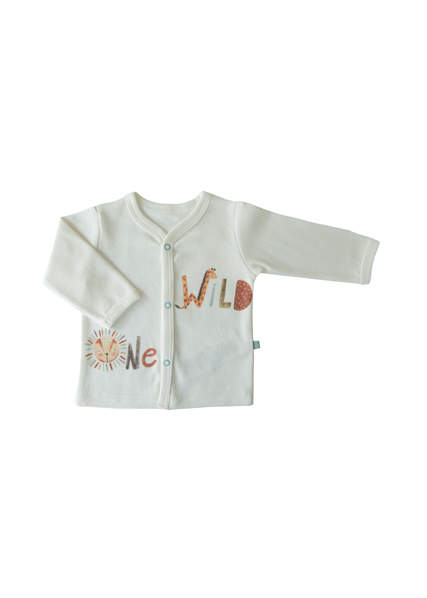 Set 2 Piese Crem cu Verde Bluza si Pantaloni Bumbac Organic Wild One S58822 Kitikate