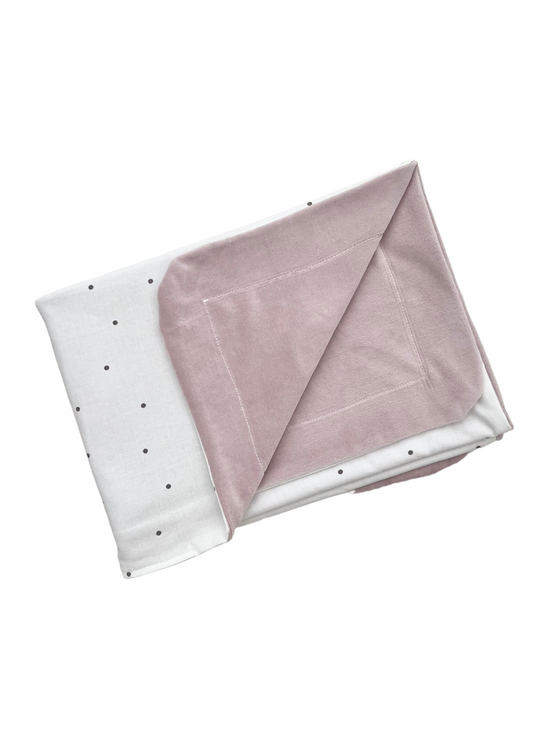 Baby blanket for girls, thin cotton, powder pink with picots – 100x75 cm – 1040-1002-2