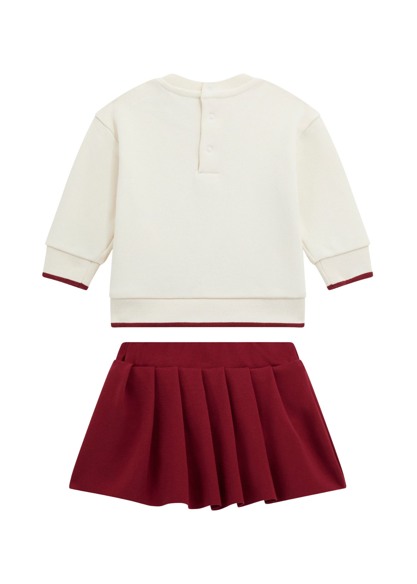 Set 2 Piese Bluza Sport Crem cu Urs si Fusta Plisata Rosie A5BG01 KAD74 G012 Guess