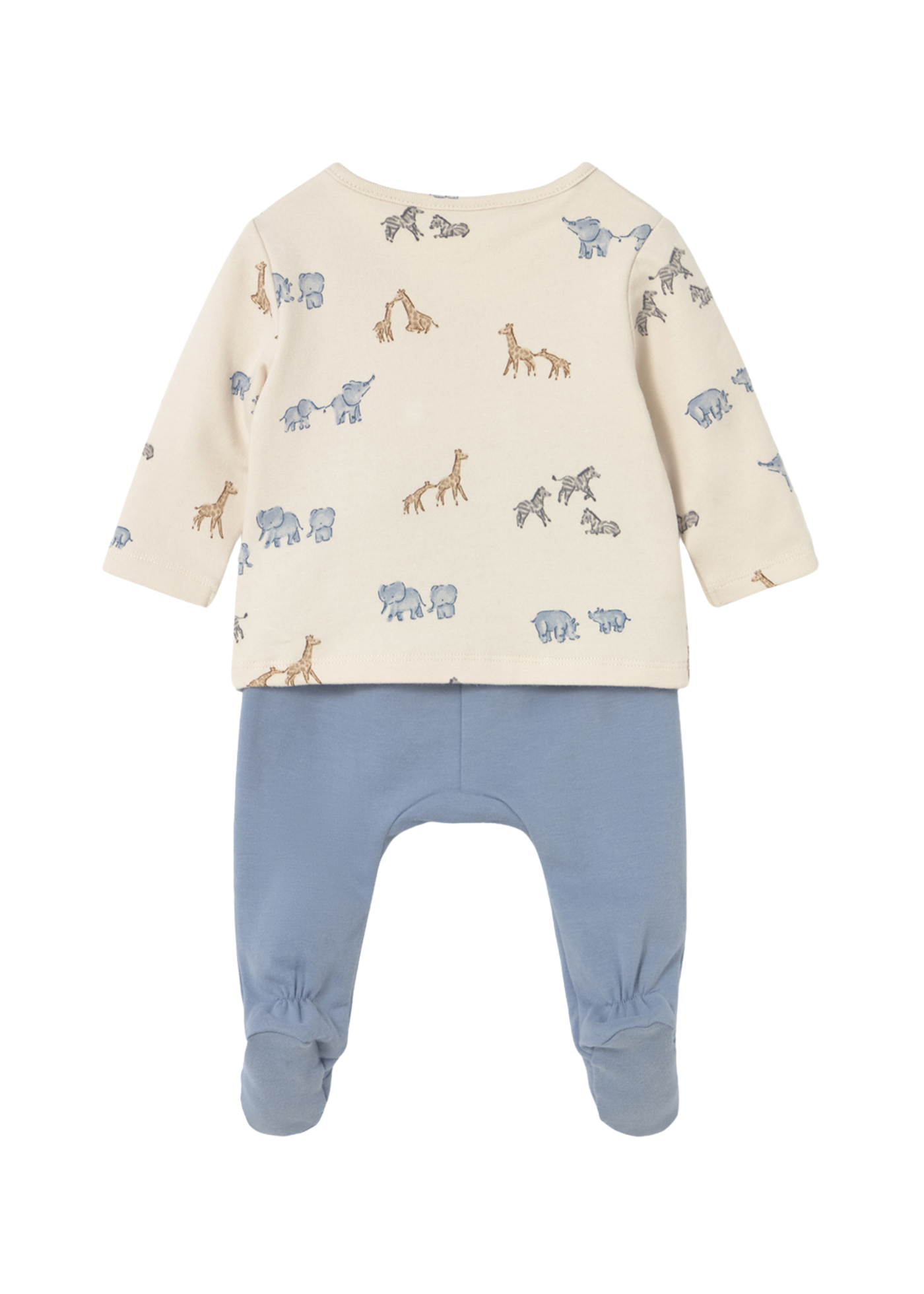 Set 2 Piese Bluza Crem cu Imprimeu Animale si Pantaloni Bleu 2567 Mayoral