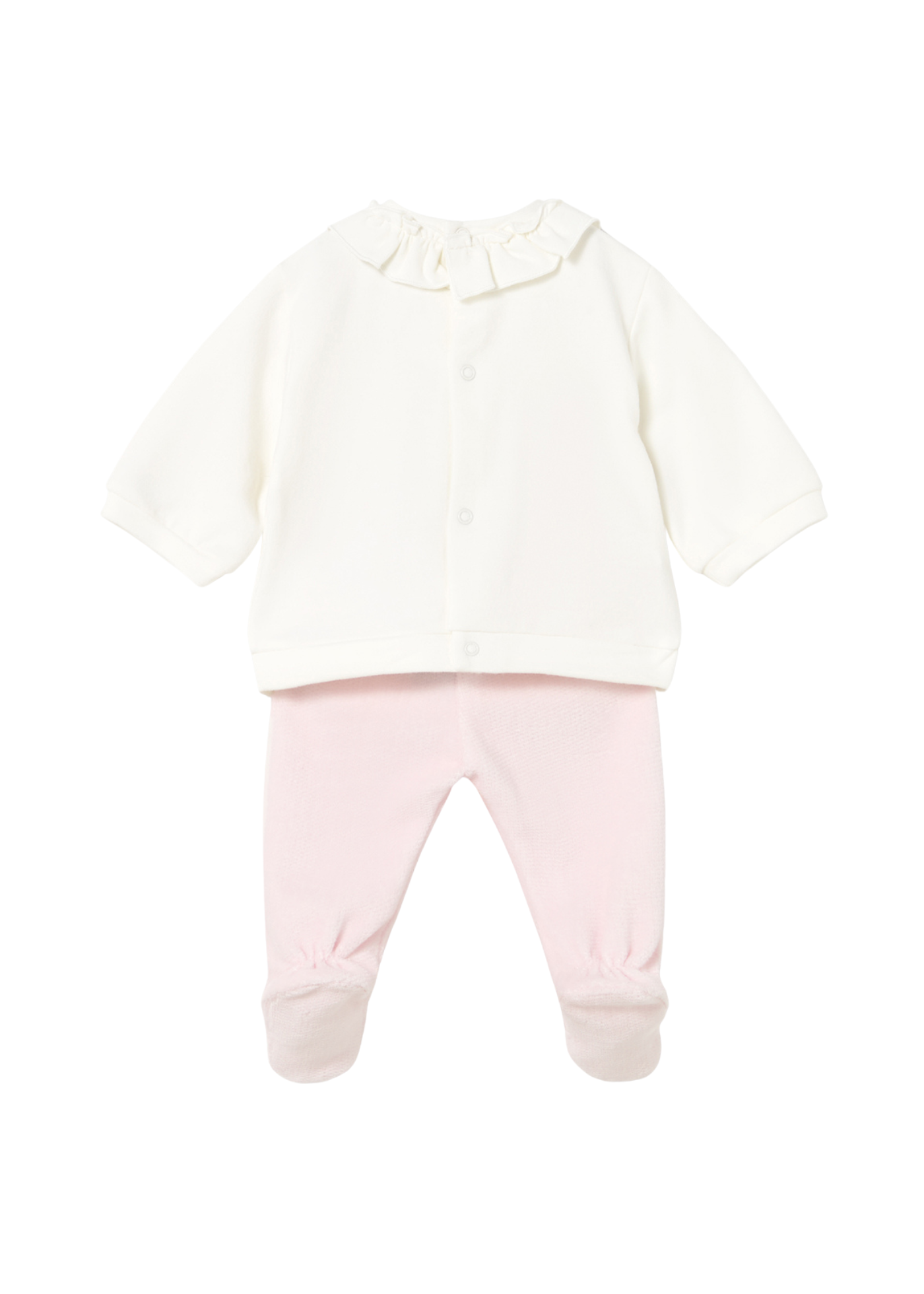 Set 2 Piese Bluza Crem cu Buline si Pantaloni Roz cu Botosei 2555 Mayoral