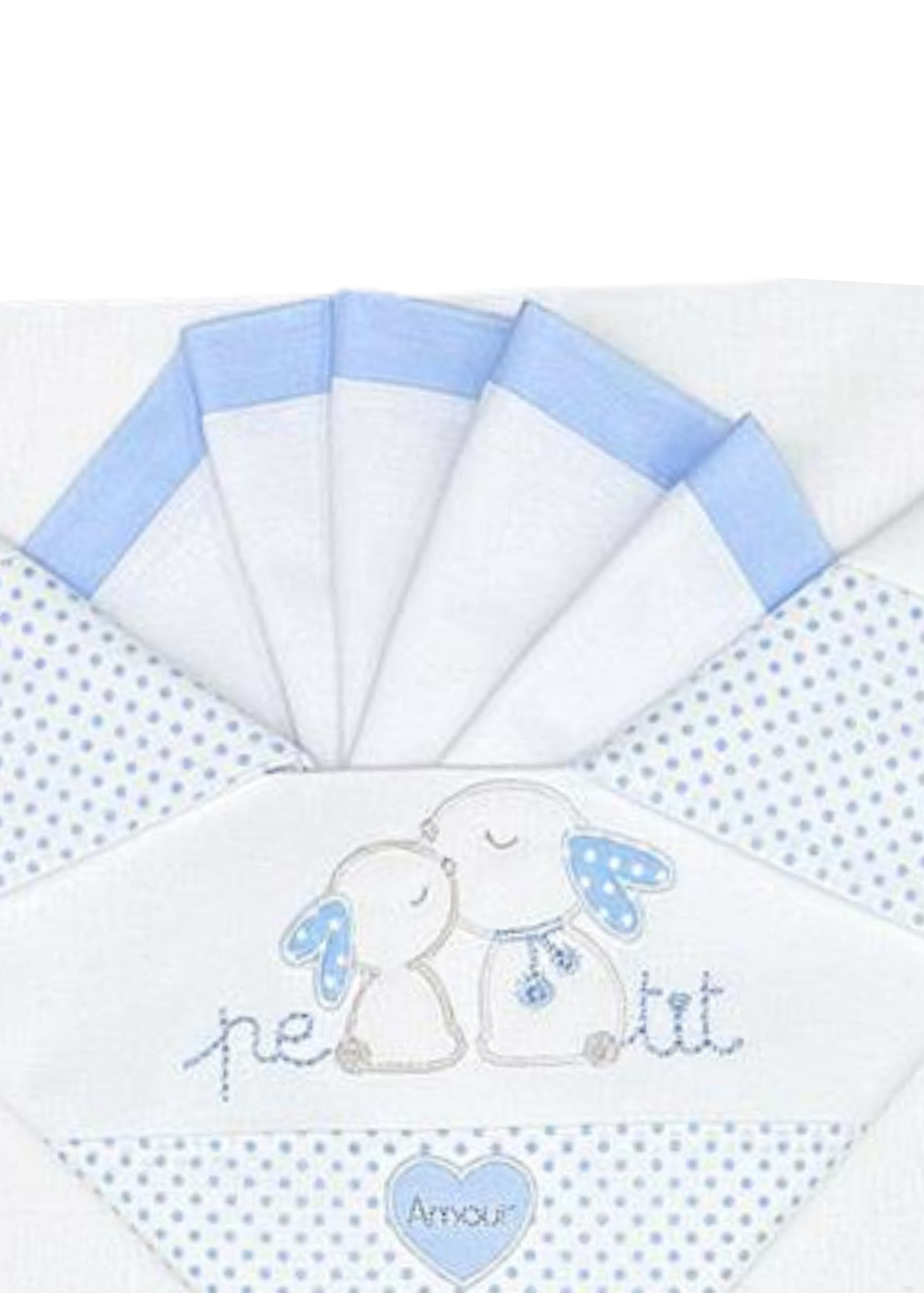 Set Lenjerie Patut 3 Piese Alb-Bleu cu Iepurasi D10 Andy&Helen