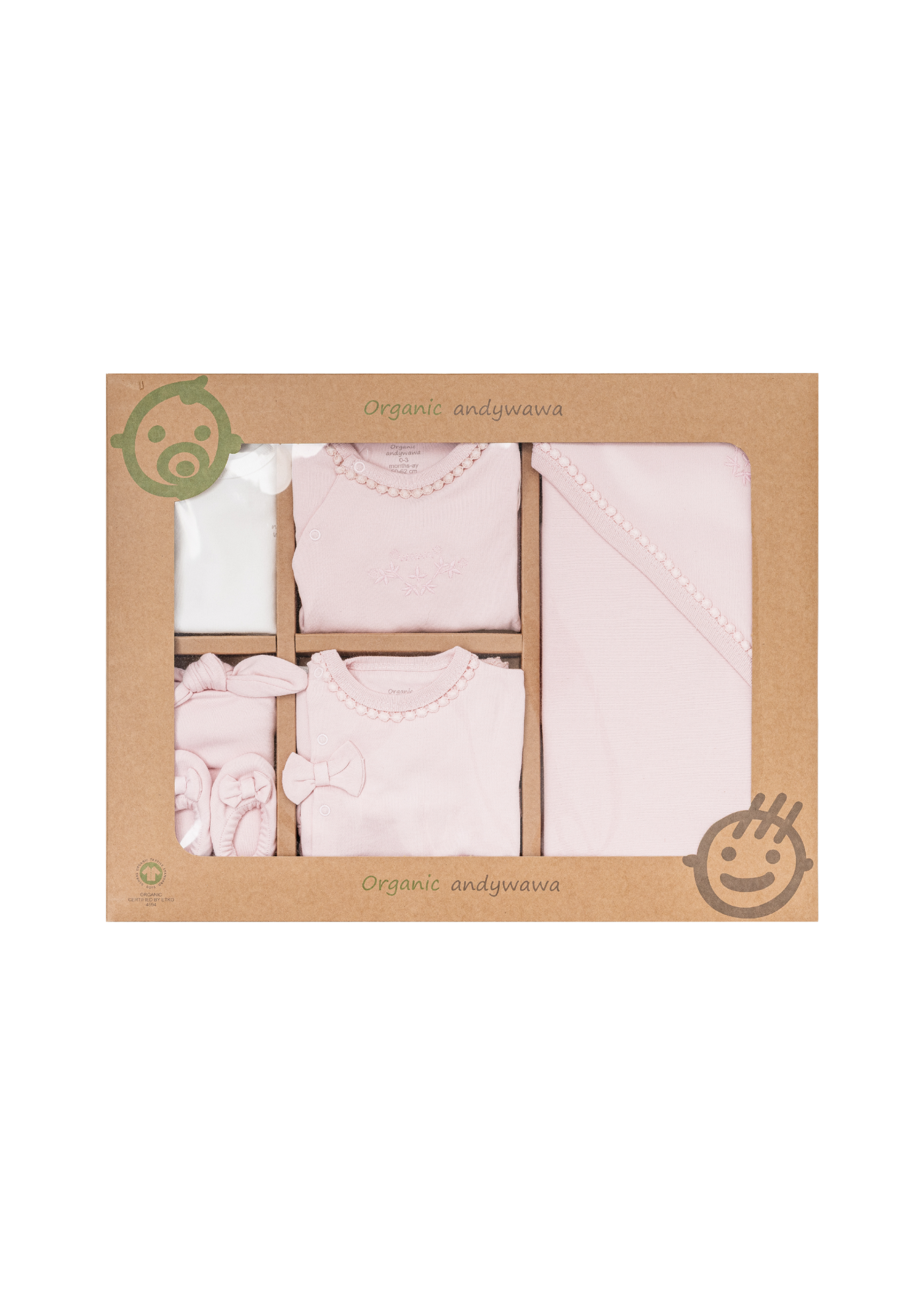 Set 10 Piese Maternitate Crem cu Roz Imprimeu Baloane AC25551 Andywawa