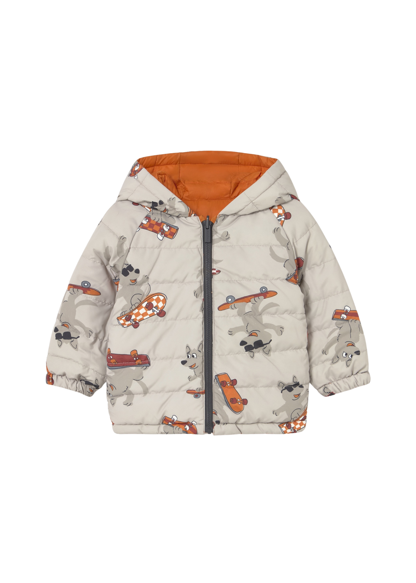 Geaca din Fas Reversibila Portocaliu cu Bej Imprimeu Lupi 2420 Mayoral