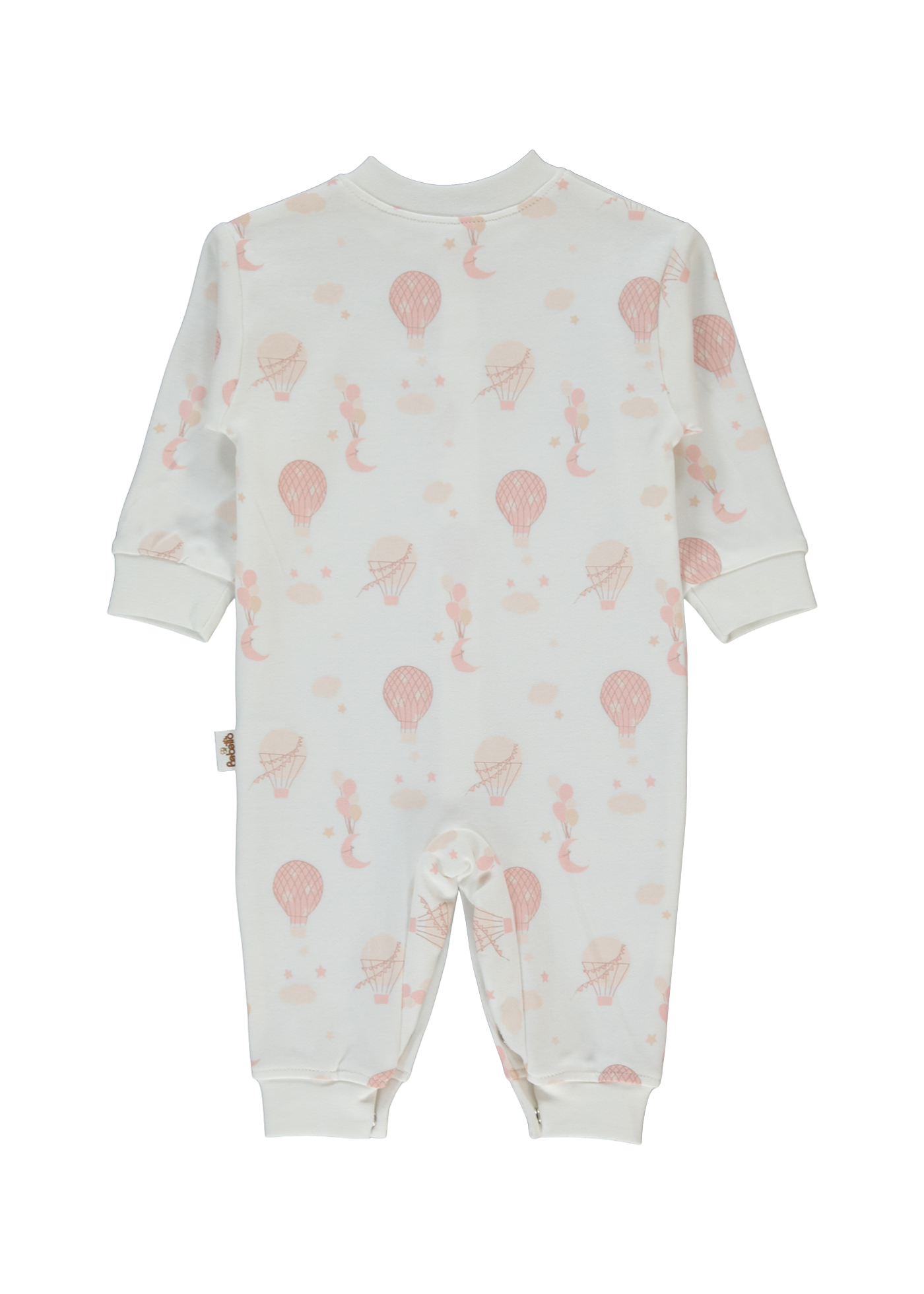 Salopeta Lunga Crem cu Baloane Roz cu Capse T4107 Bebetto