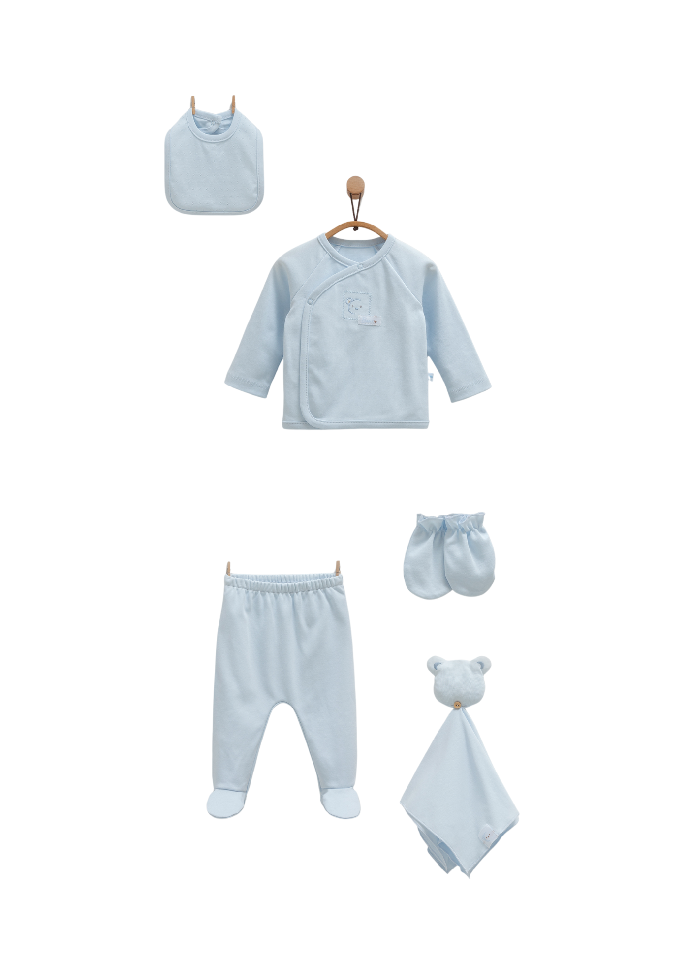 Set 10 Piese Maternitate Bleu cu Urs ZE1455 Mell Sweet Baby