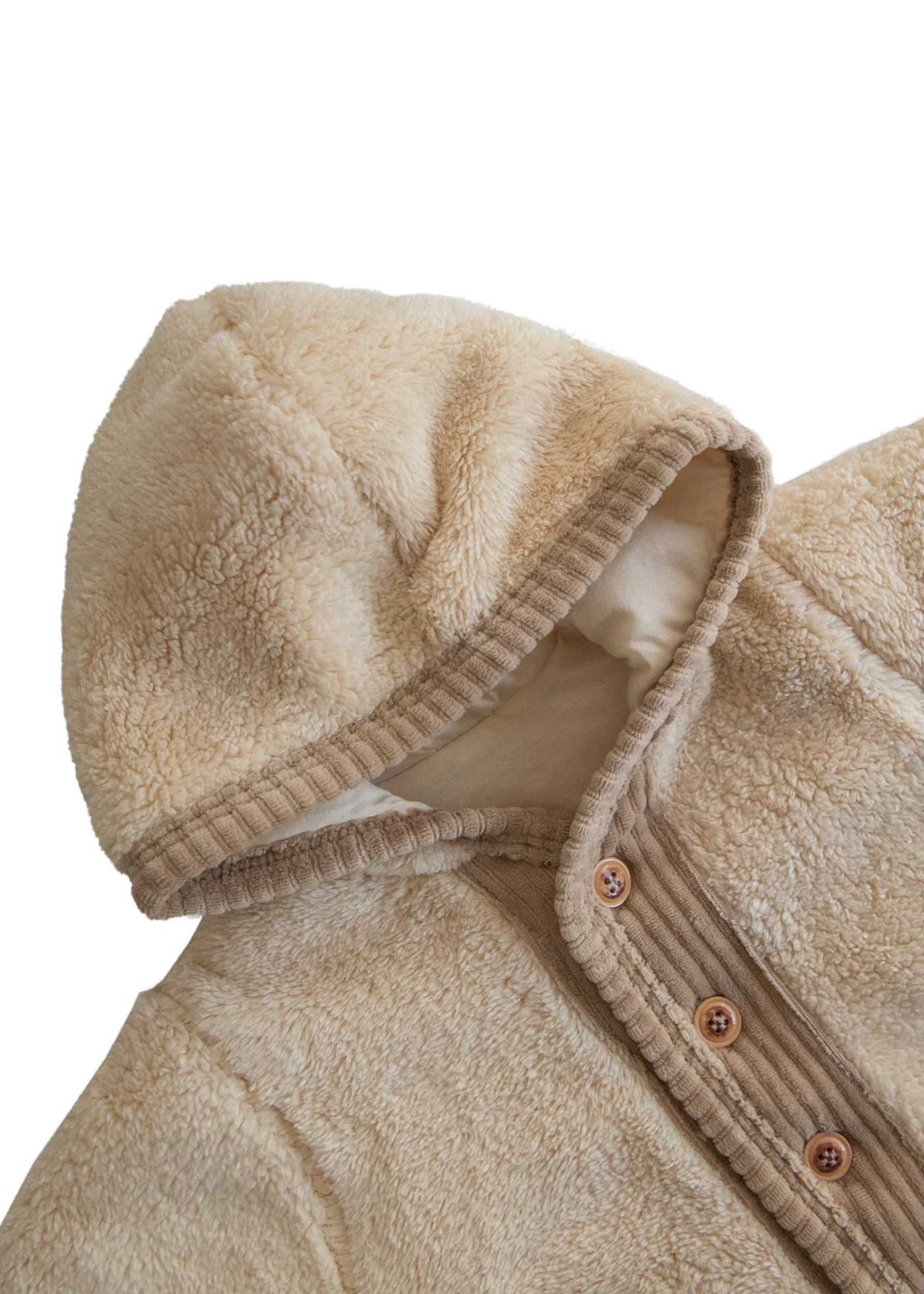 Jacheta din Plus Bej cu Gluga si Nasturi S60411 Kitikate