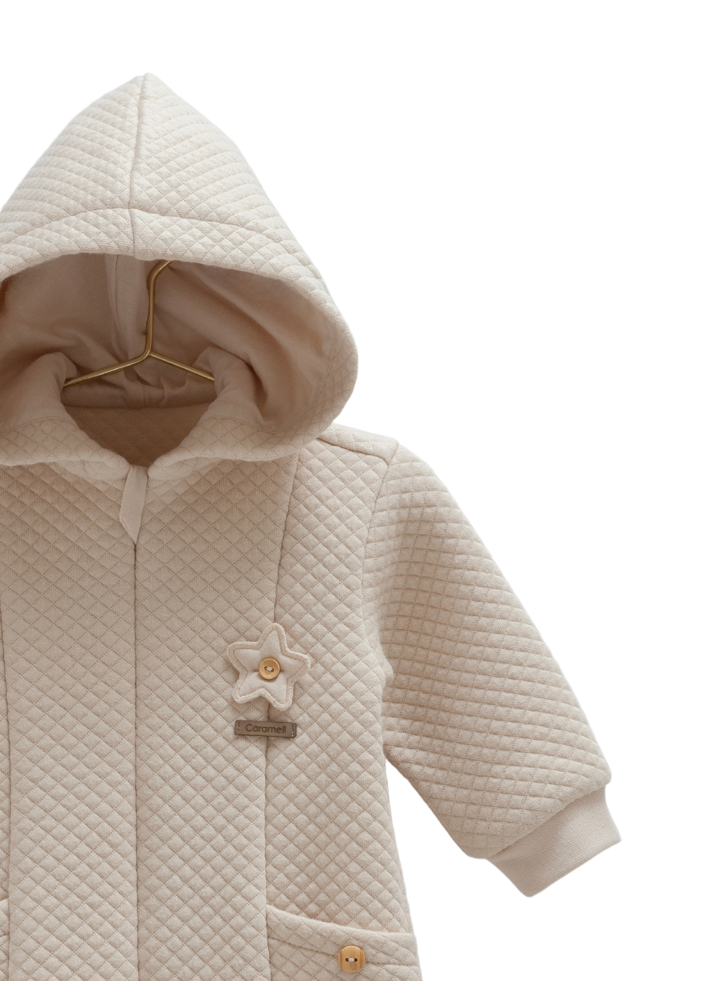 Combinezon Bej Bumbac Matlasat cu Gluga TE2042 Mell Sweet Baby