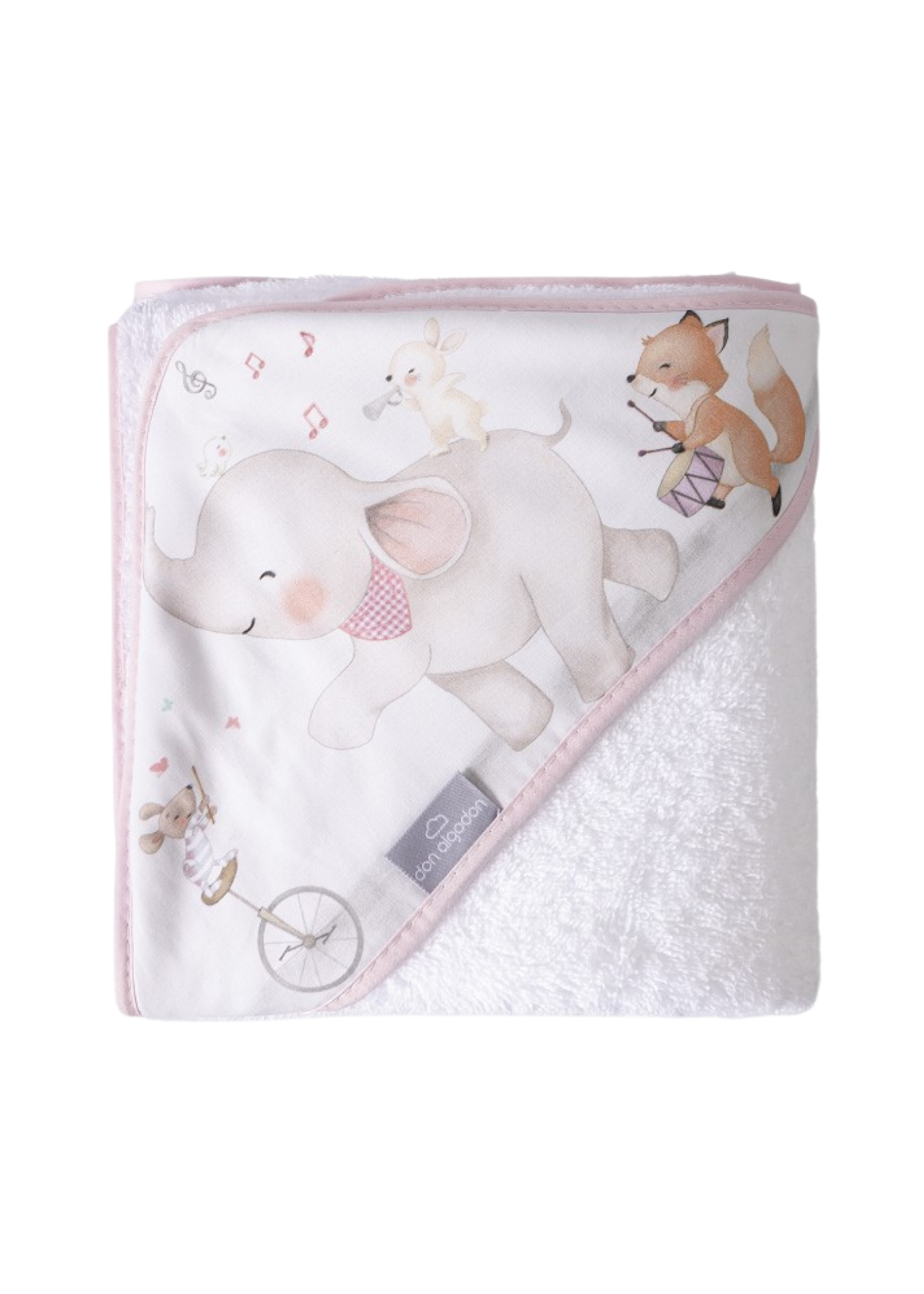 Prosop cu Capison 100x100 cm Alb-Roz cu Elefantel D1219-12 InterBaby