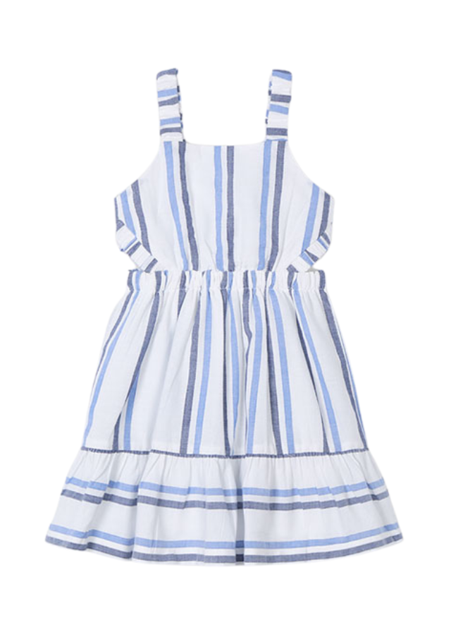 Rochie Crem cu Bretele cu Dungi Albastre si Bleumarin 3965 Mayoral