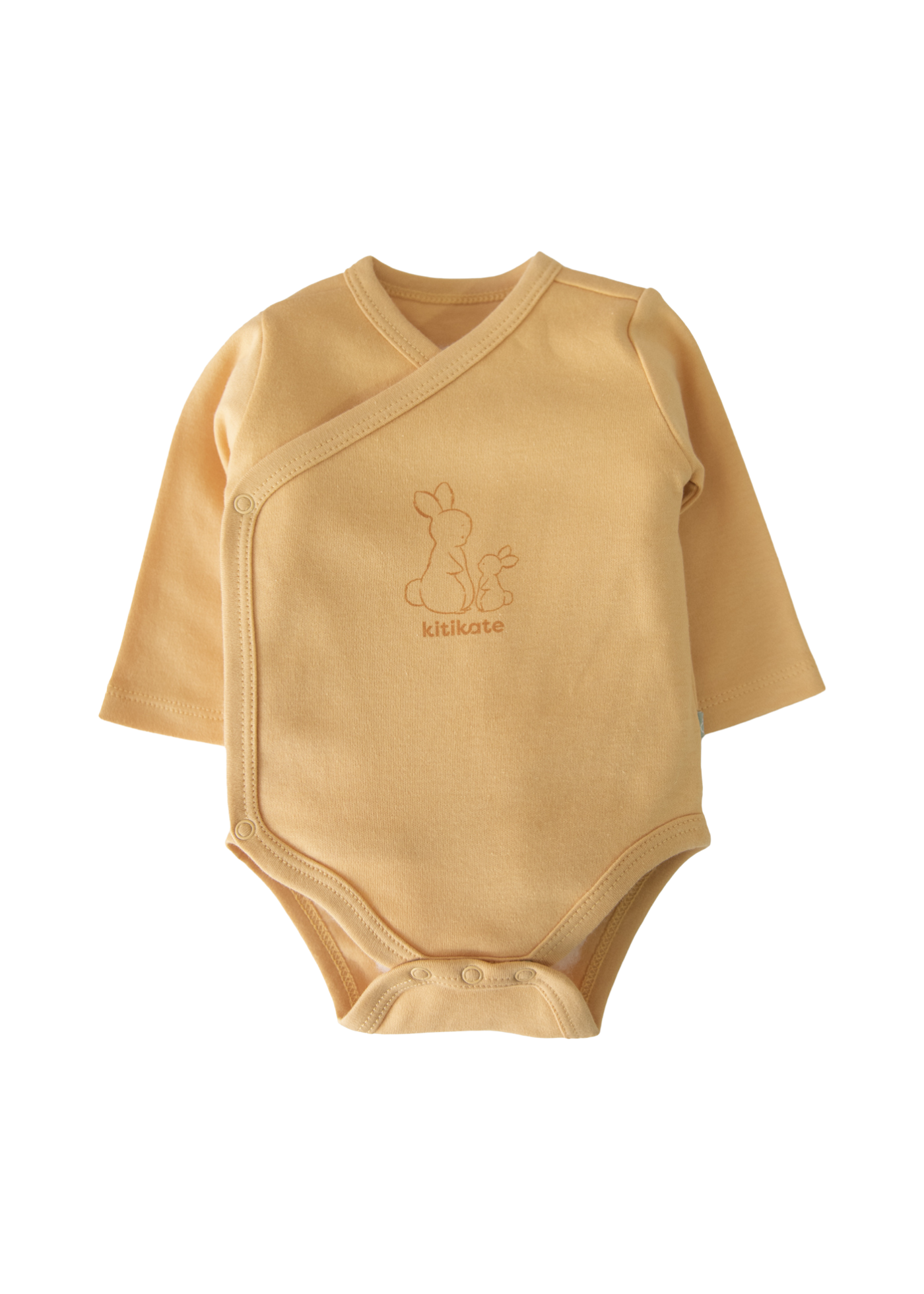 Set 2 Piese Body cu Maneca Lunga si Pantalon Bej Bumbac Organic S80059 KitiKate