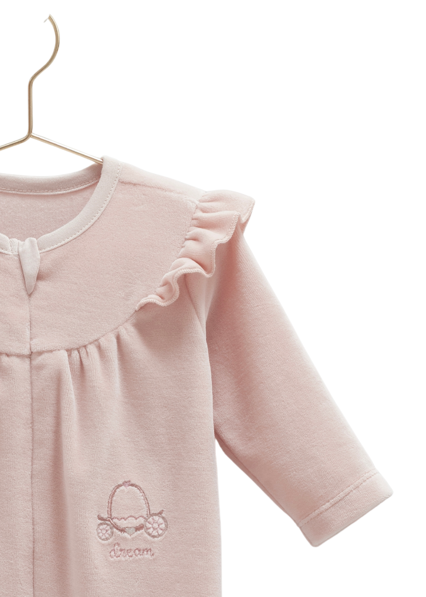 Salopeta Lunga Roz Pudra Velur cu Fermoar TK2141 Mell Sweet Baby