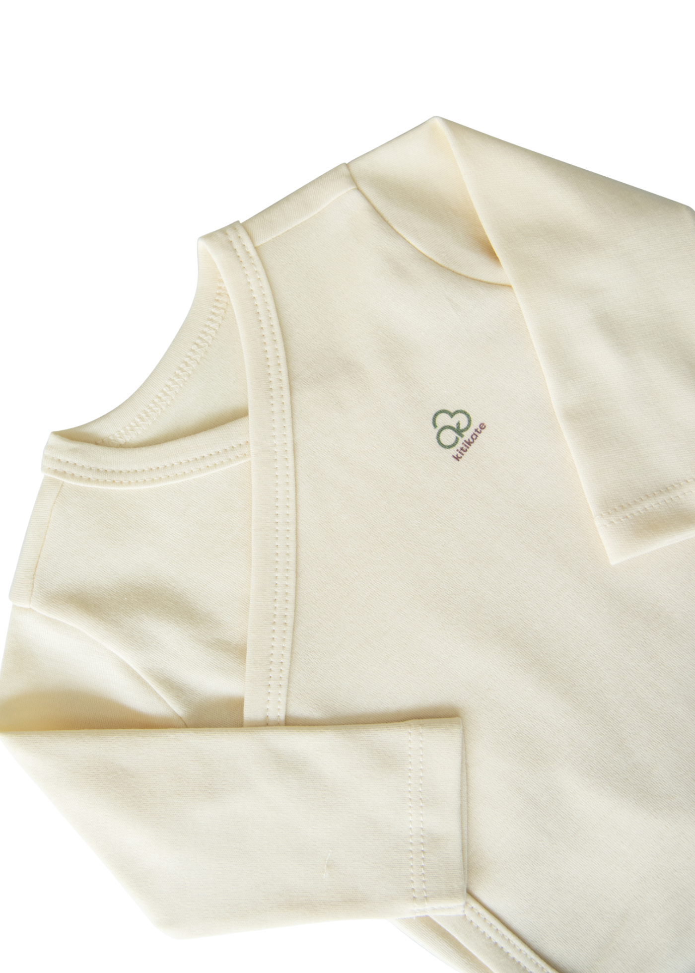 Body Maneca Lunga Bej Bumbac Organic Extensibil cu Inchidere pe Fata S40322 Kitikate