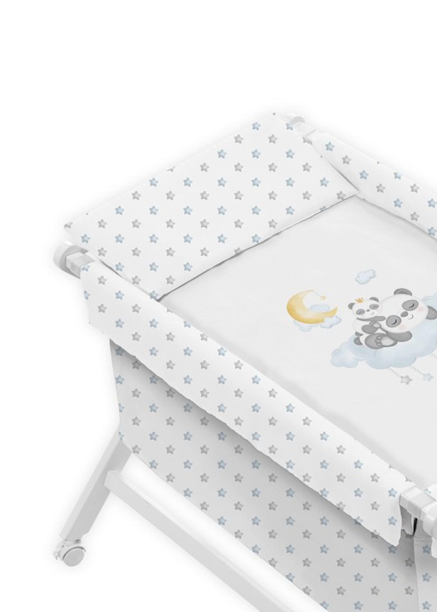 Patut Co-Sleeping Textil cu Saltea si Set de Lenjerie Bleu – D80422-01 InterBaby