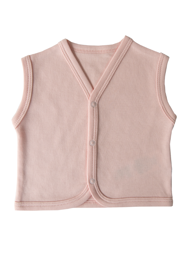 Set 4 Piese din Bumbac Organic Alb cu Stele Roz Salopeta cu Vesta Fes si Baveta S31078 Kitikate