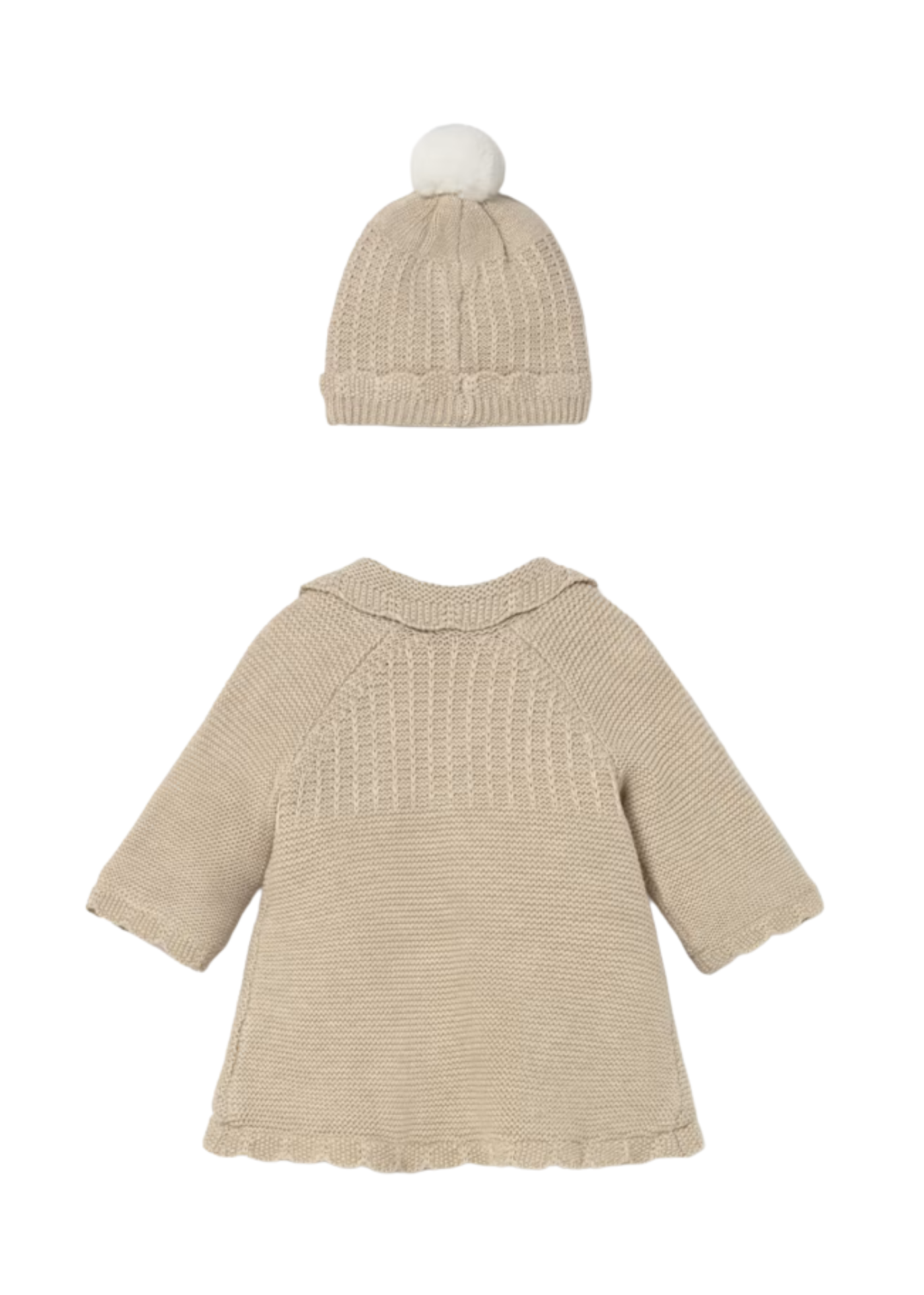 Palton Tricotat si Caciula Bej 2412 Mayoral