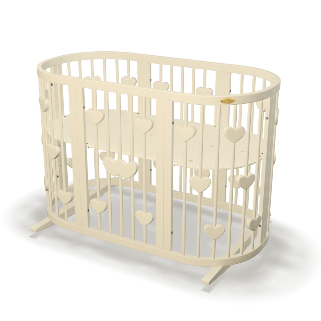 Patut Smart Inimi Rotund-Oval Evolutiv Transformabil Cosleeper 9in1 Lemn Arin 72 cm INGVART