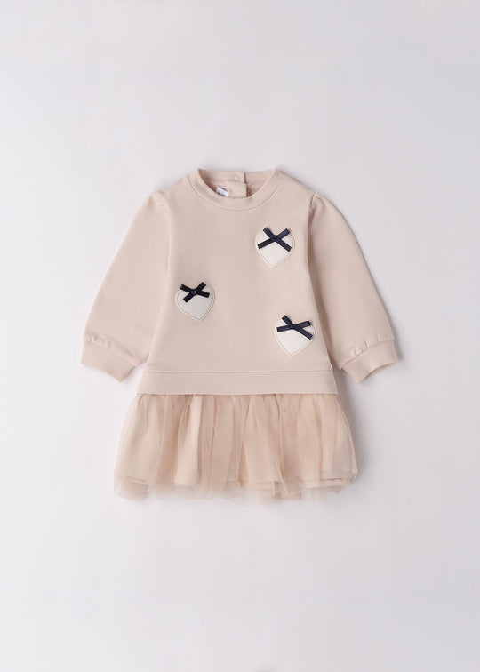 Rochita Fetite Maneca Lunga Cu Fusta Tull Bej 3.F729/00 Minibanda