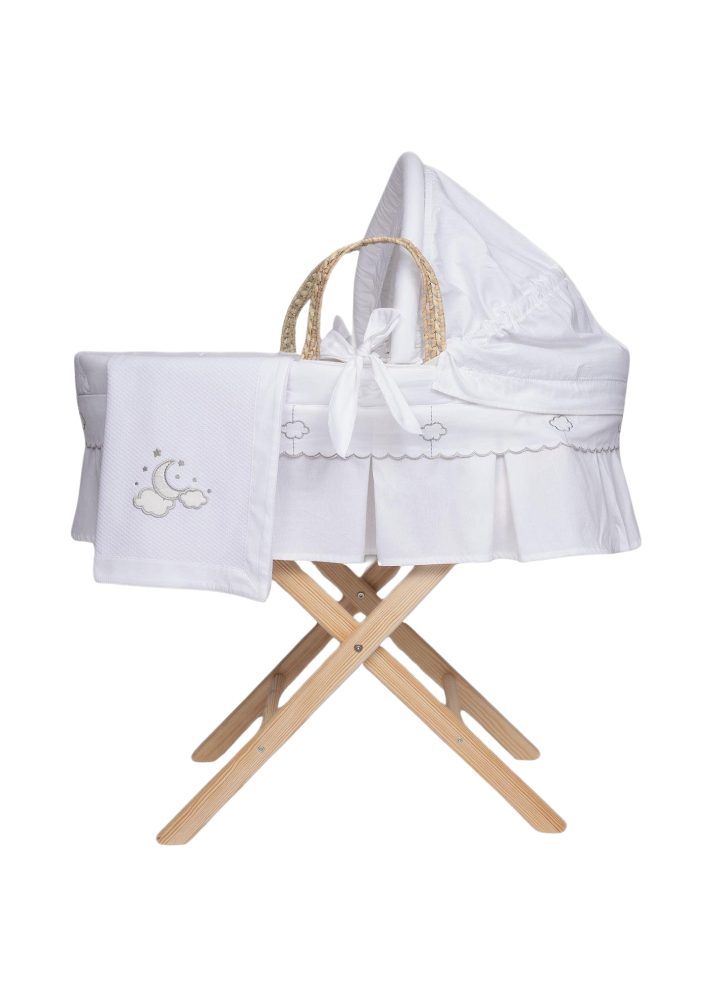 Baby Basket Set Clouds from Natural Palm &amp; Mattress &amp; Textile Set 0516 FunnaBaby