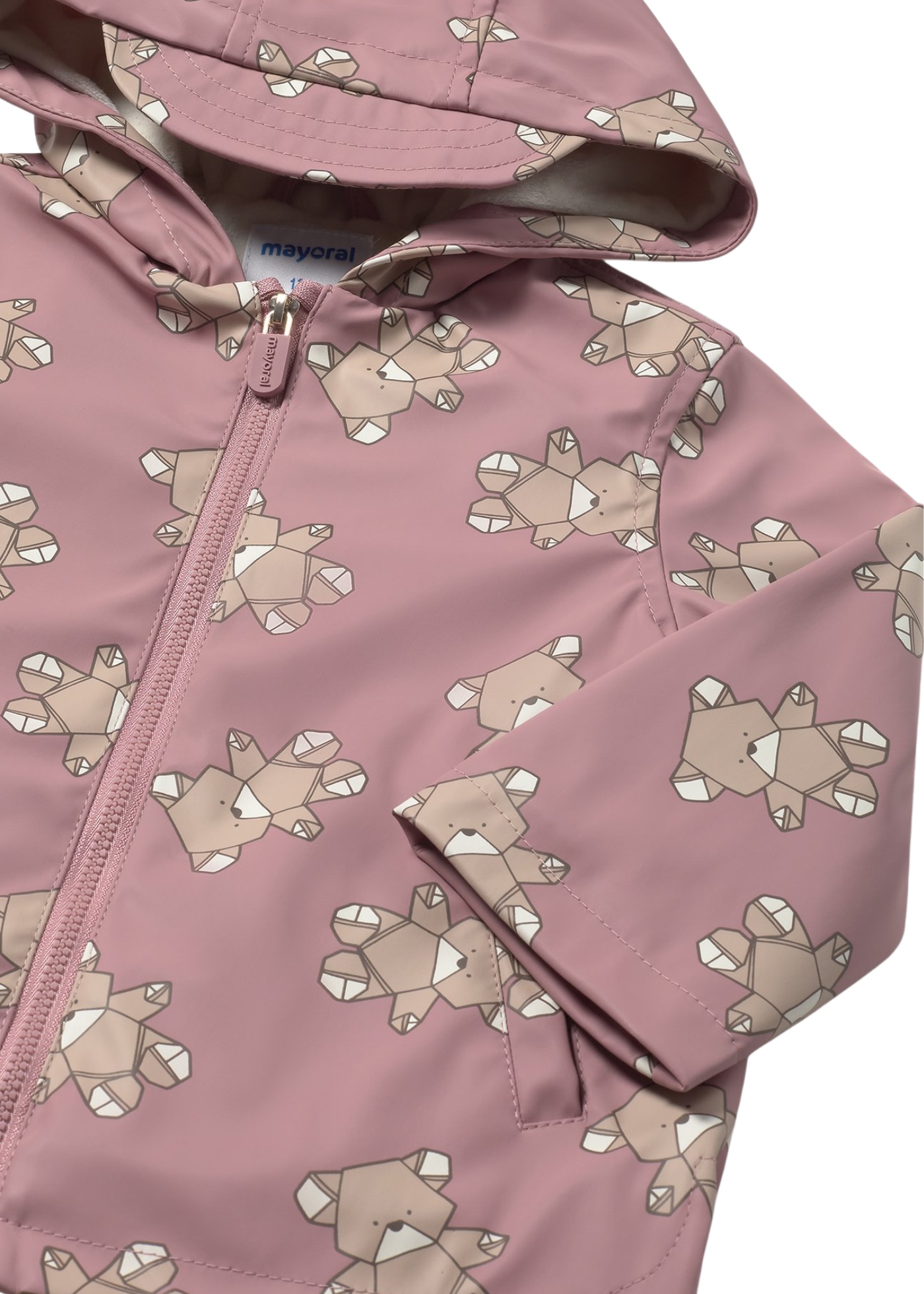 Pelerina Roz Pudra Impermeabila cu Captuseala Imprimeu Ursi 2439 Mayoral