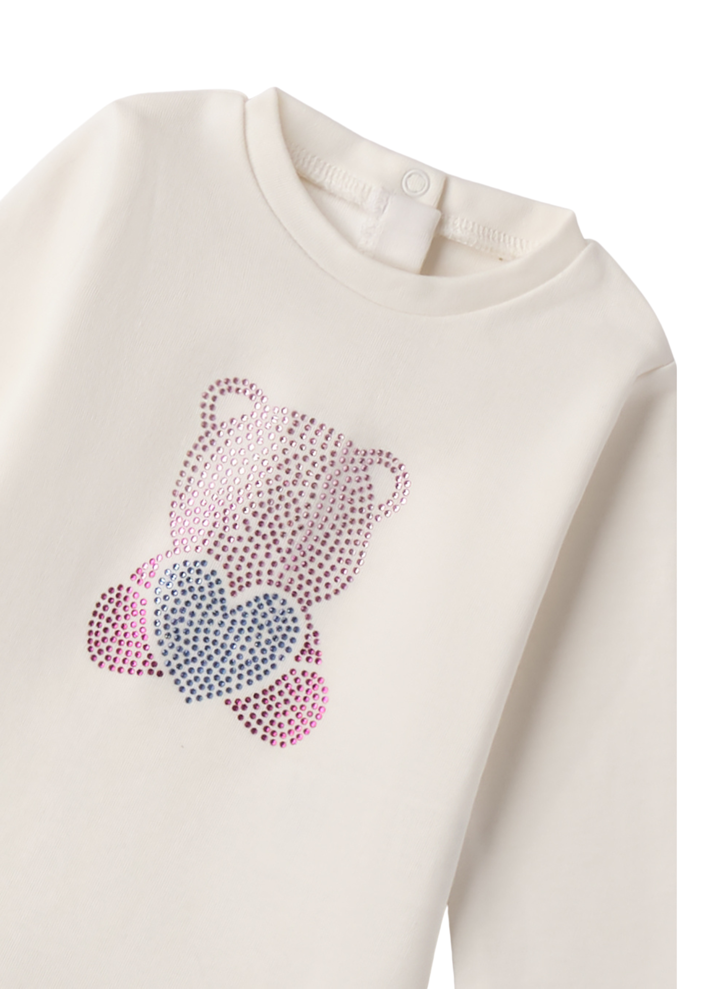 Bluza Crem cu Maneca Lunga cu Urs din Strasuri 4.F143/00 iDO