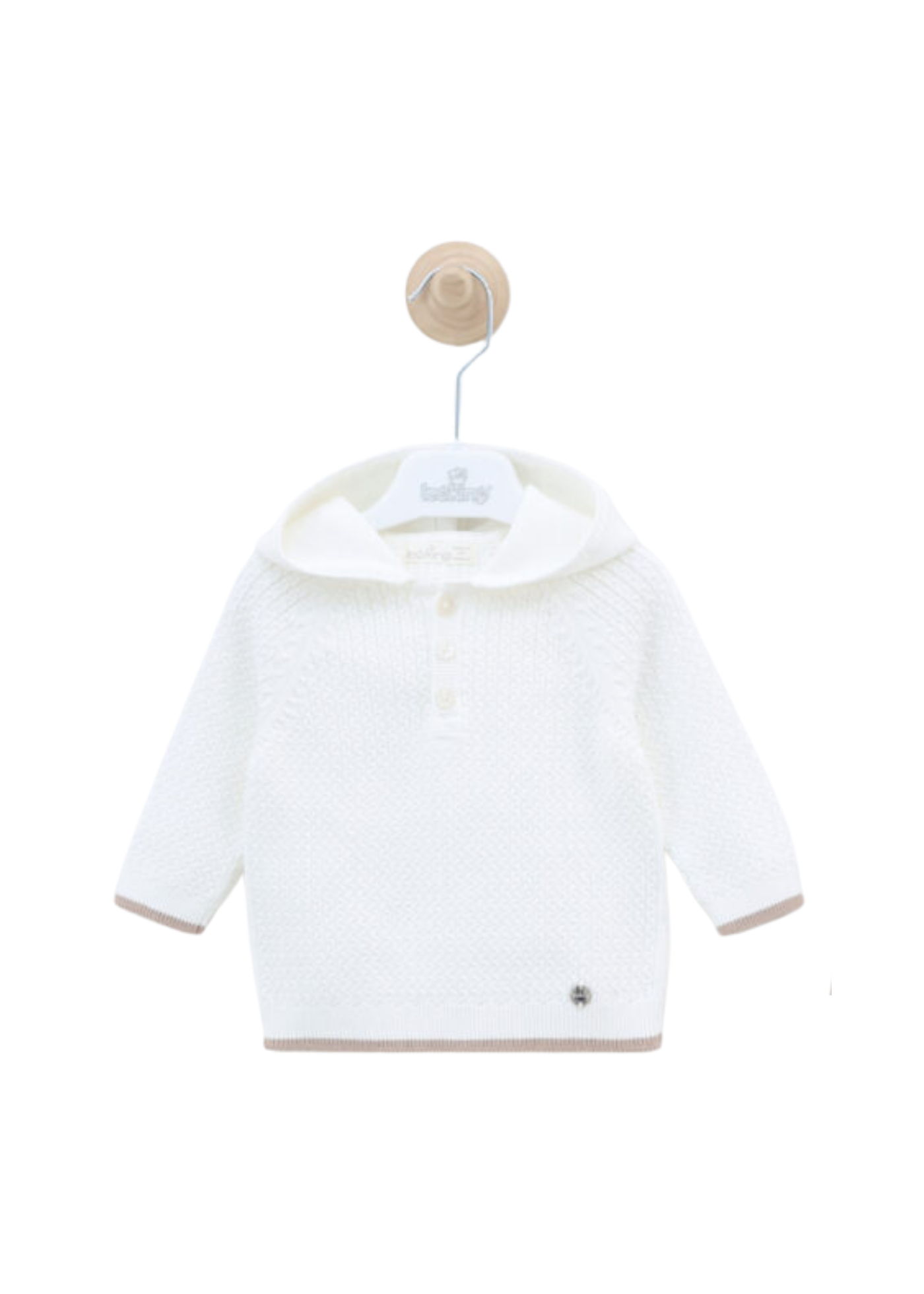 Set Tricotat 2 Piese Hanorac Crem si Pantaloni Lungi Bej 8425 Leo King