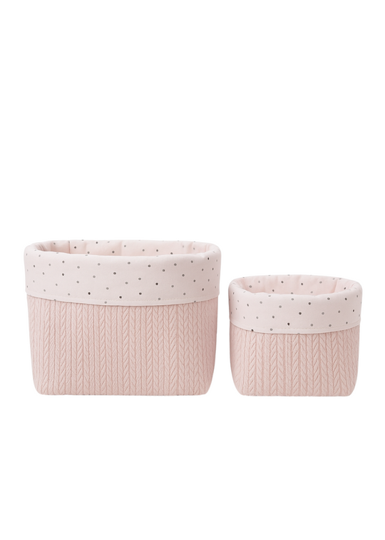 Set 2 Organizatoare Cosulet Roz cu Picouri Gri Ingvart