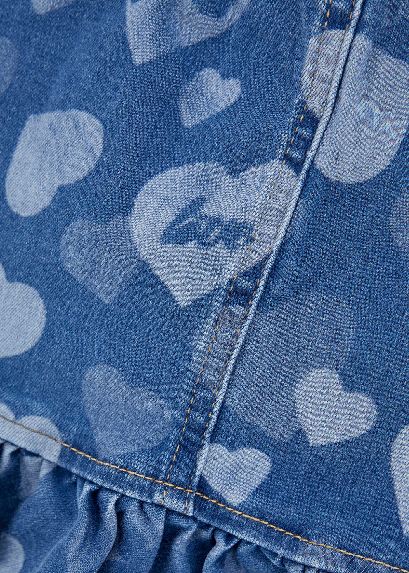 Fusta Denim cu Imprimeu Inimi K5YD02 D4CA0 PTGO Guess