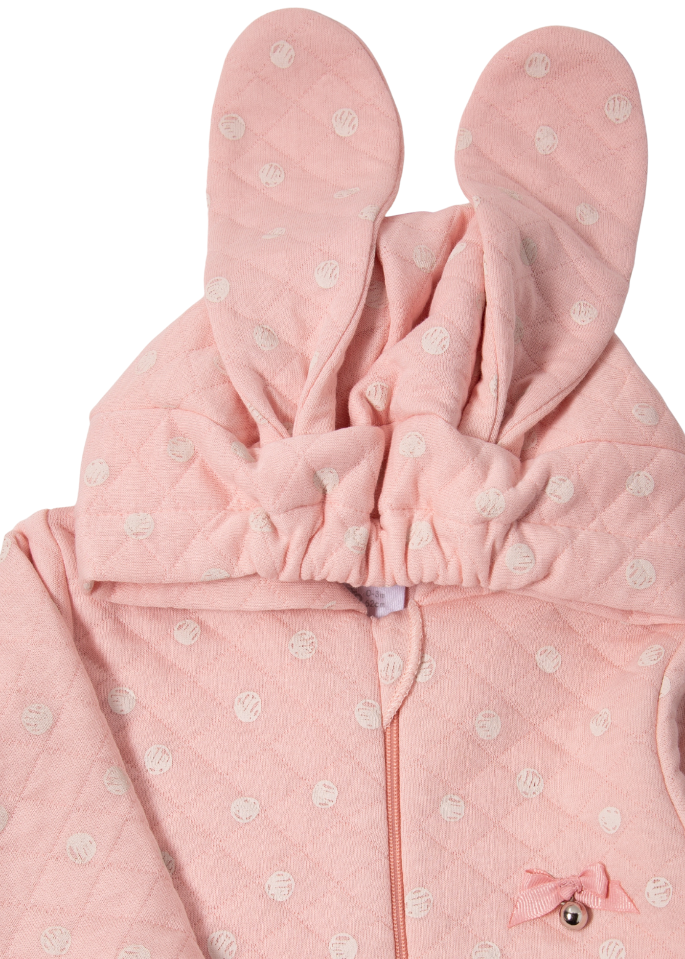 Salopeta Lunga Matlasata Roz Pudra cu Iepure si Fermoar K5118 Bebetto