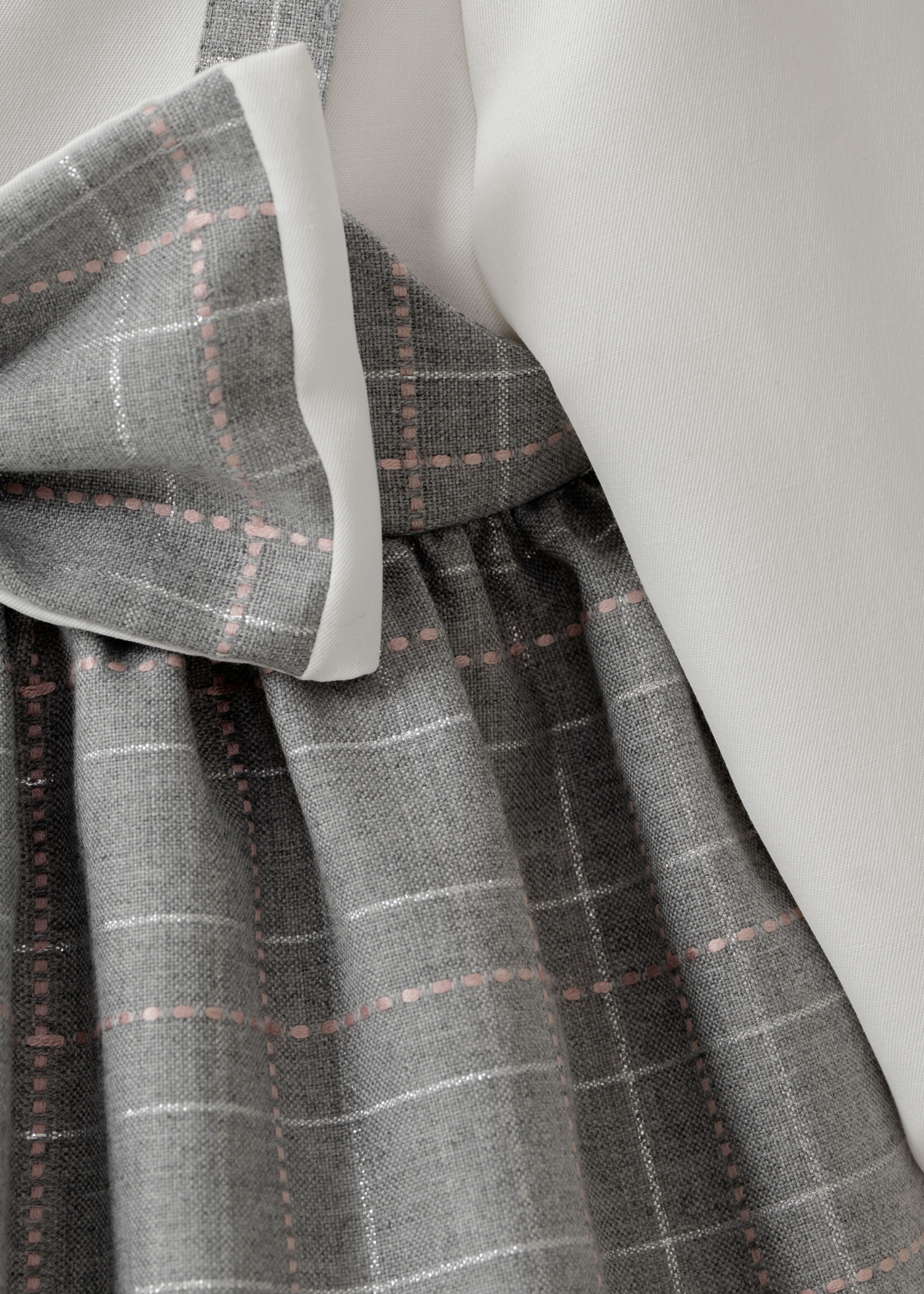 Rochie Maneca Lunga Fusta Gri cu Funda si Bust Crem 4550 MyMio