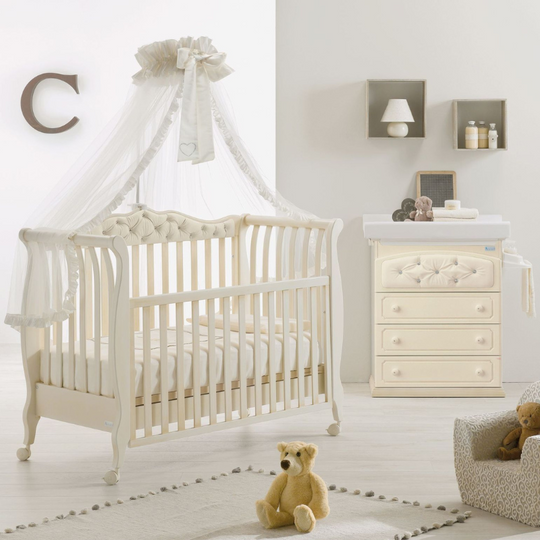 Дитяче ліжечко - Trionfo Upholstered Ivory Azzurra, Elegance and Comfort 