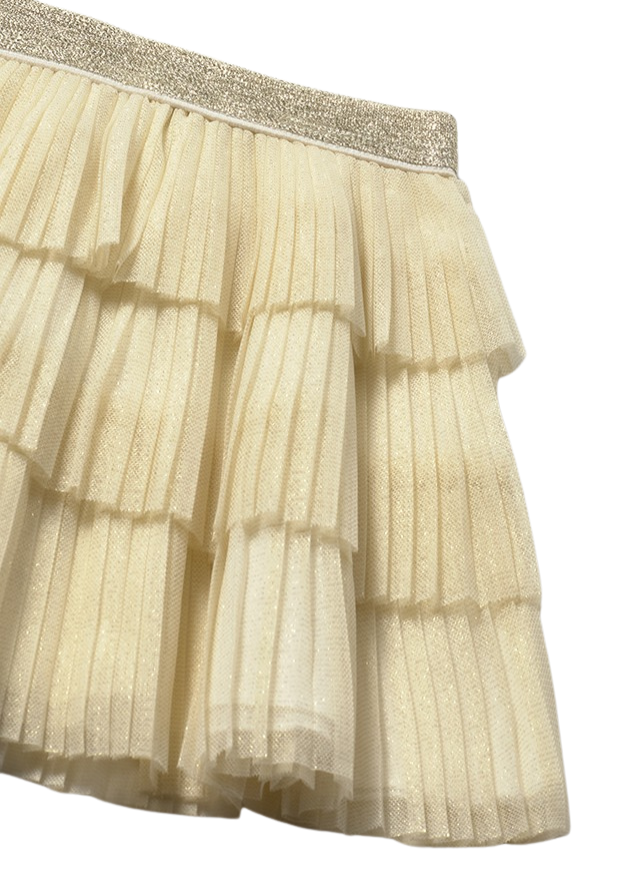 Fusta cu Volane din Tull Plisat Bej Auriu col 1901 Mayoral