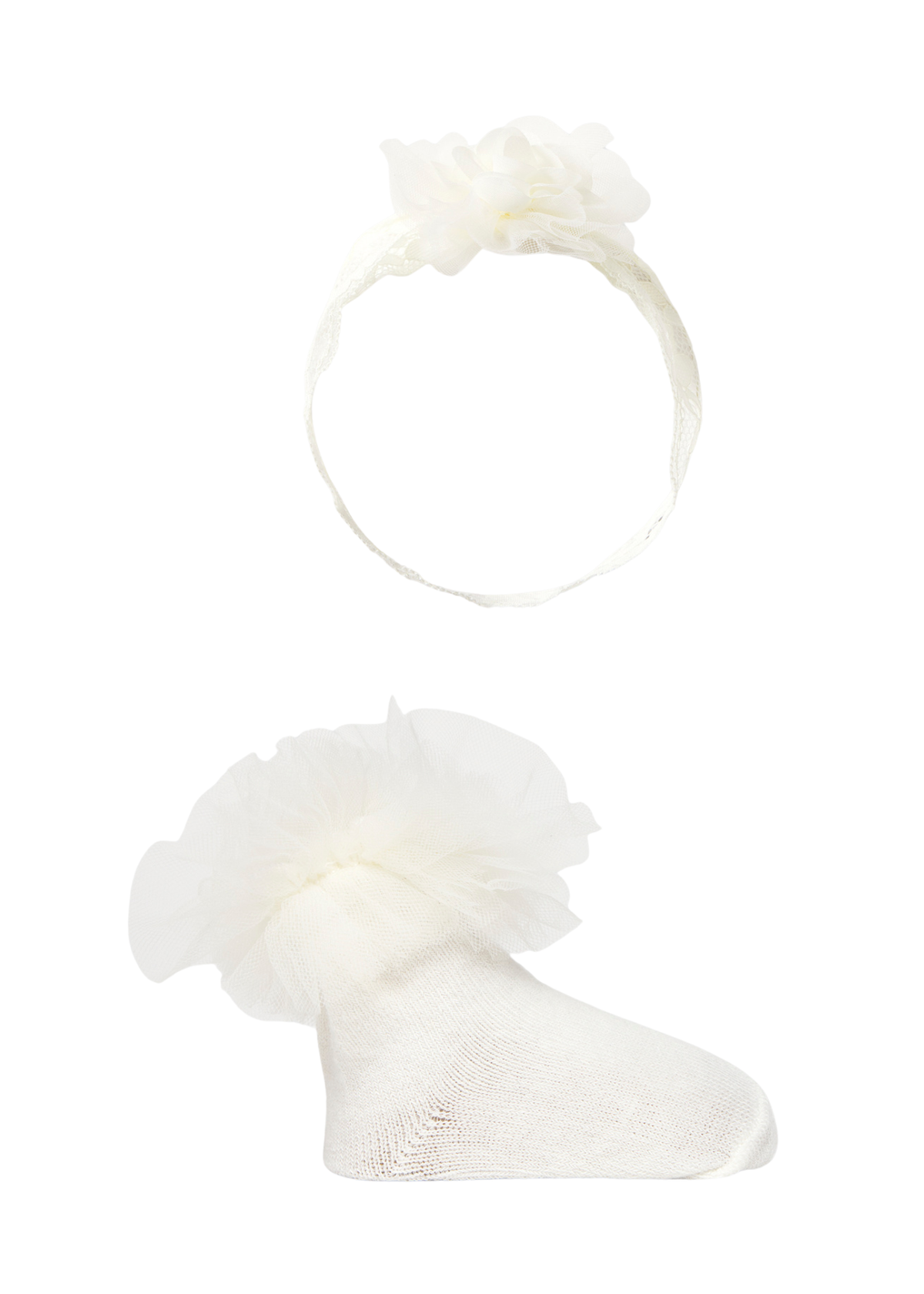 Set Sosete Crem cu Tulle si Bentita 9055 Mayoral
