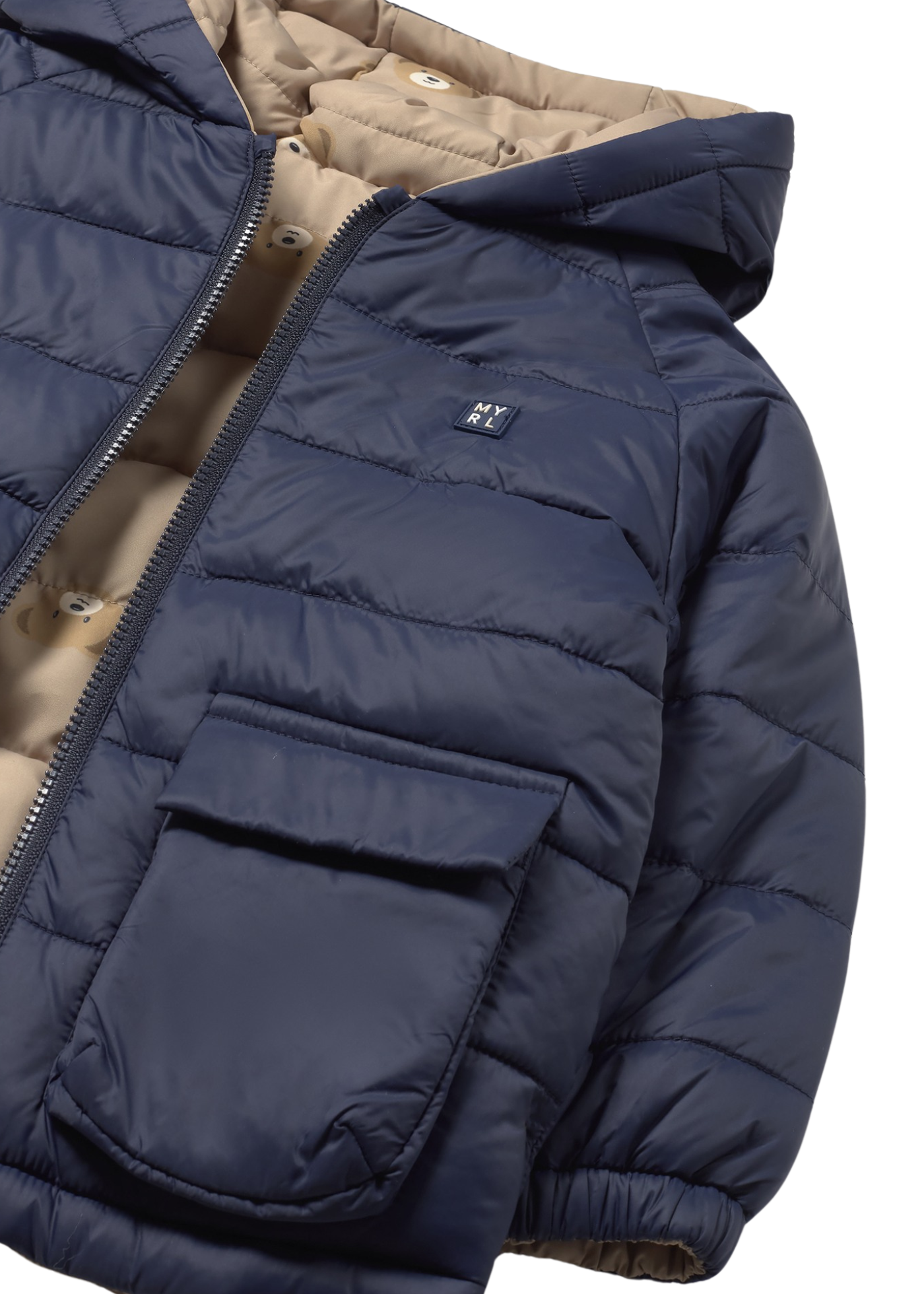 Geaca din Fas Reversibila Bleumarin cu Bej Imprimeu Ursi 2420 Mayoral