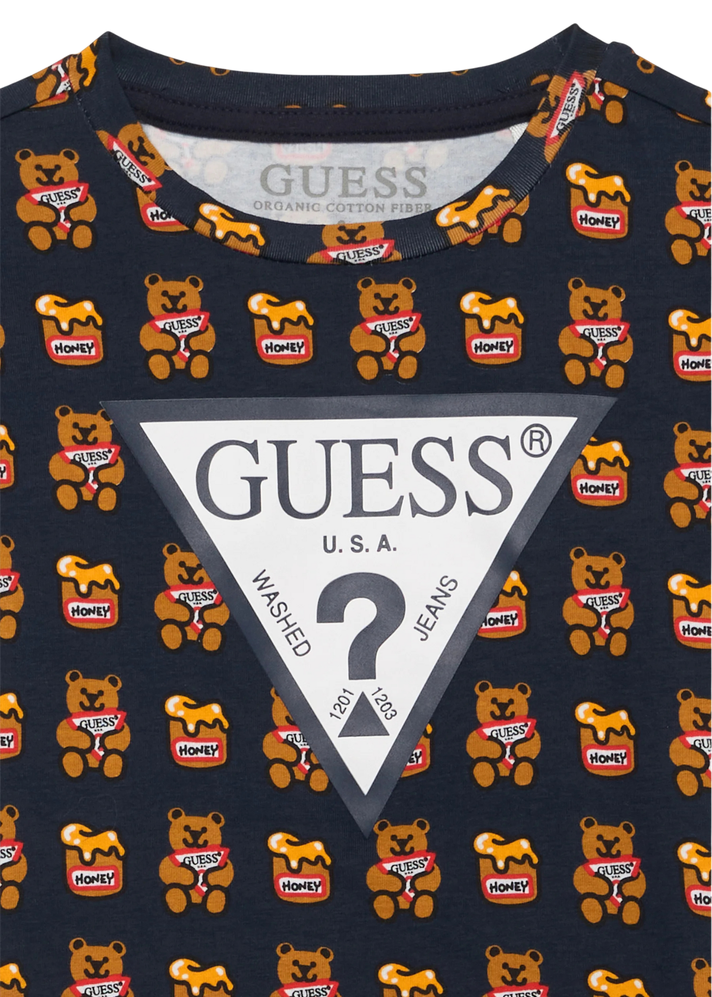 Tricou Bleumarin cu Maneca Scurta Imprimeu Ursuleti H1TY00 K6Yw1 GBMT Guess