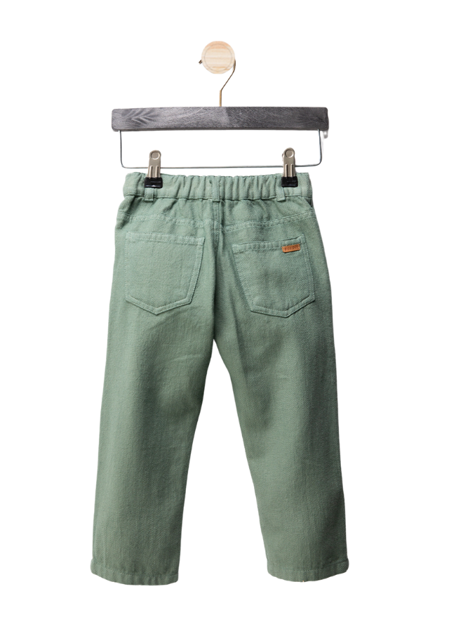 Set 2 Piese Camasa Crem cu Dungi Verzi cu Maneca Scurta si Pantaloni Lungi Verzi M54189 Midimod Gold