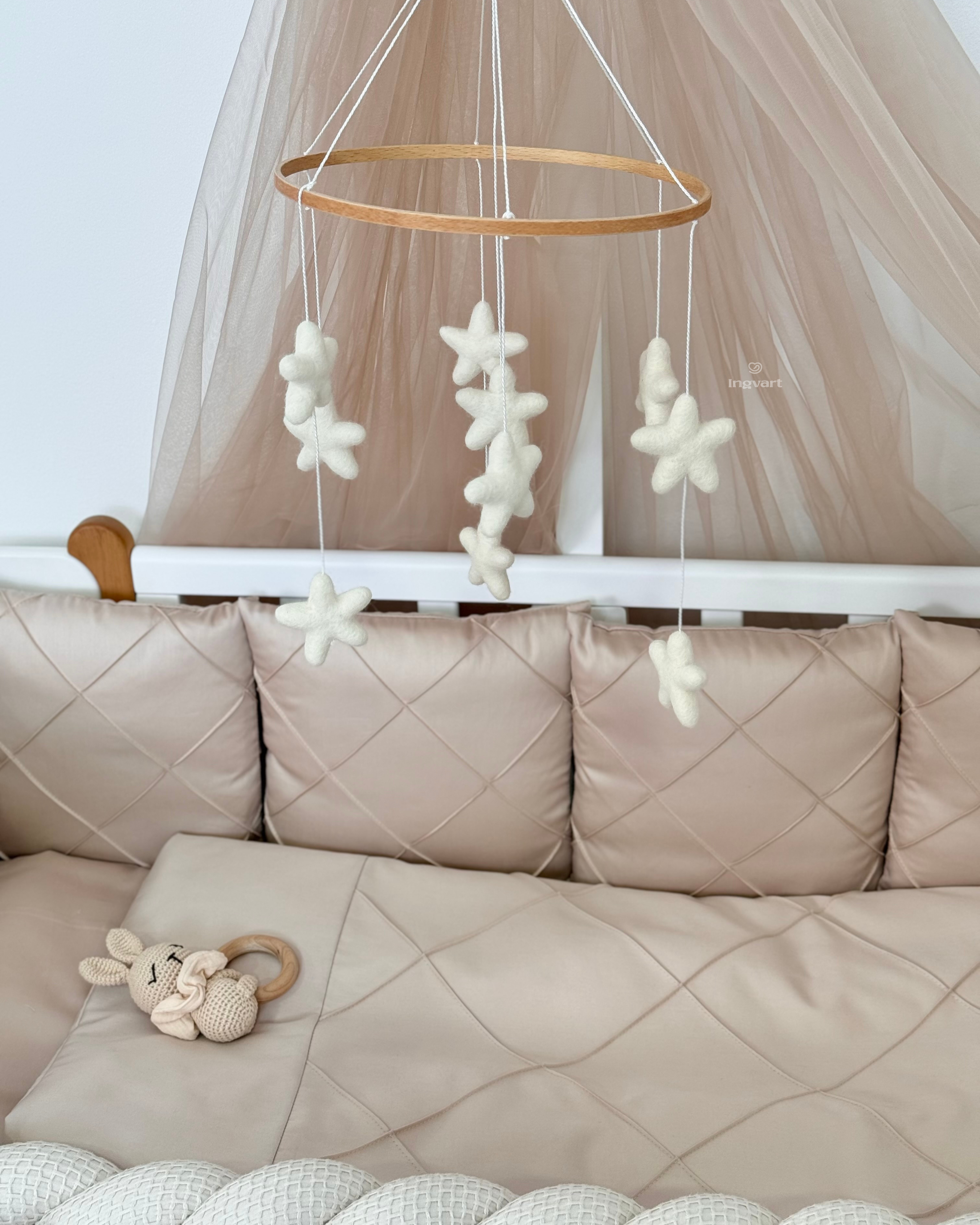 Crib Bedding Set 60x120 cm Satin Platinum Beige Ingvart