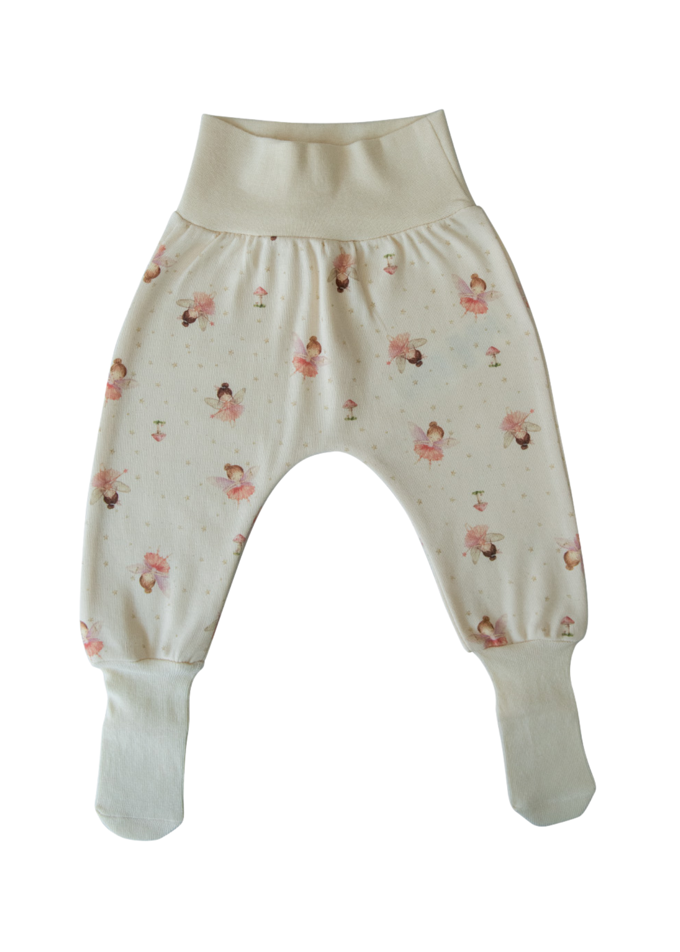 Set 3 Piese Bumbac Organic Bej cu Zane Body cu Maneca Lunga si 2 Perechi Pantaloni S60194 Kitikate