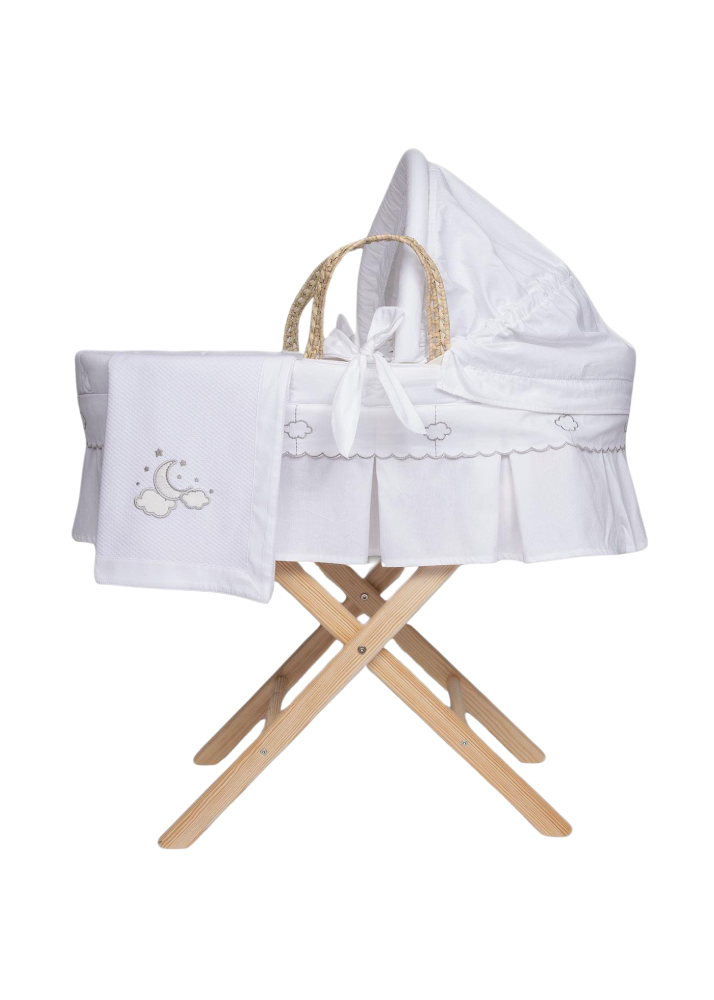 Set Lenjerie pentru Cosulet Moses Luna Chic Alb 85 Cm 0518 FunnaBaby