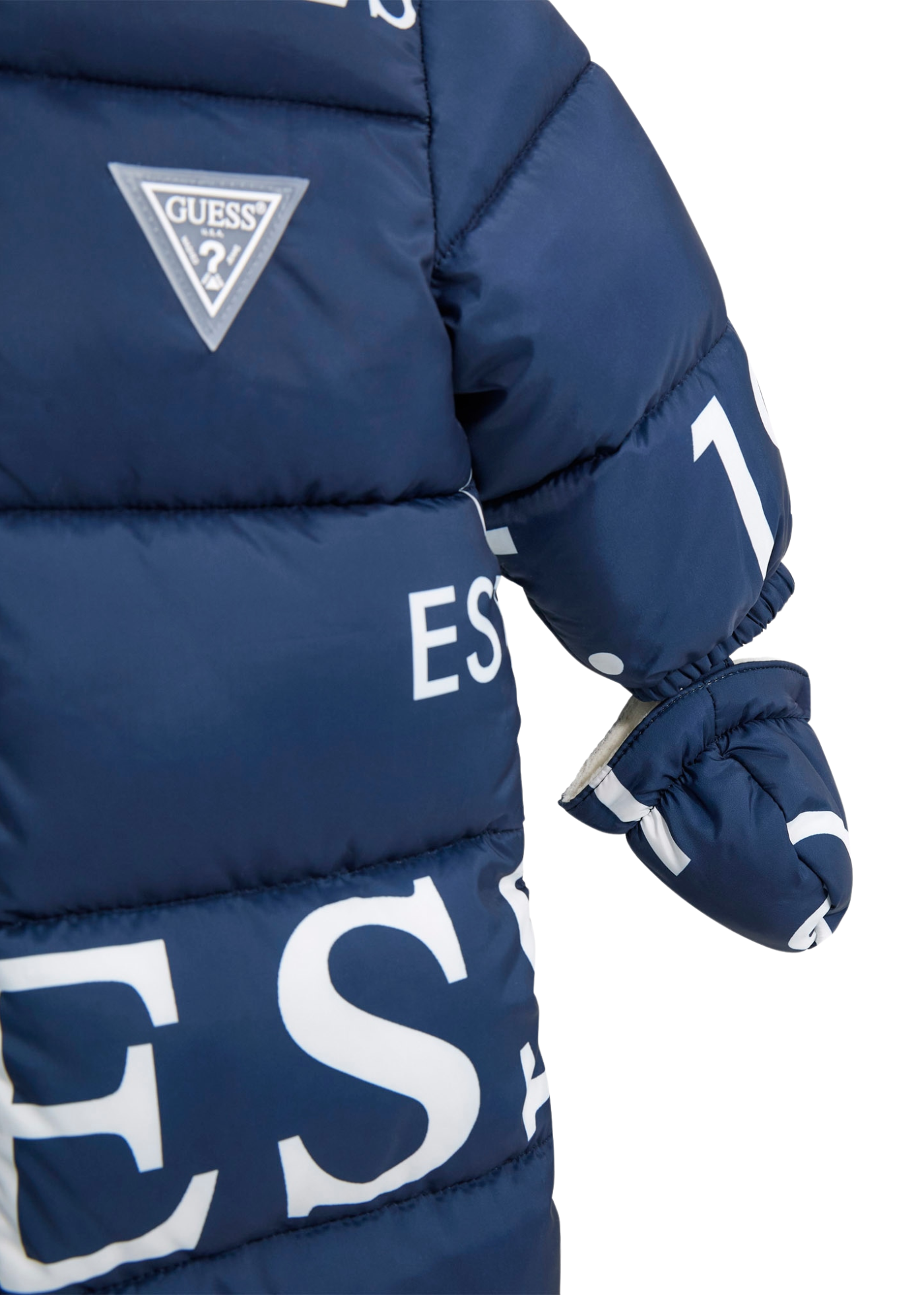 Combinezon Matlasat din Fas Bleumarin cu Print Litere H5BW00 WCFM0 P7PG Guess