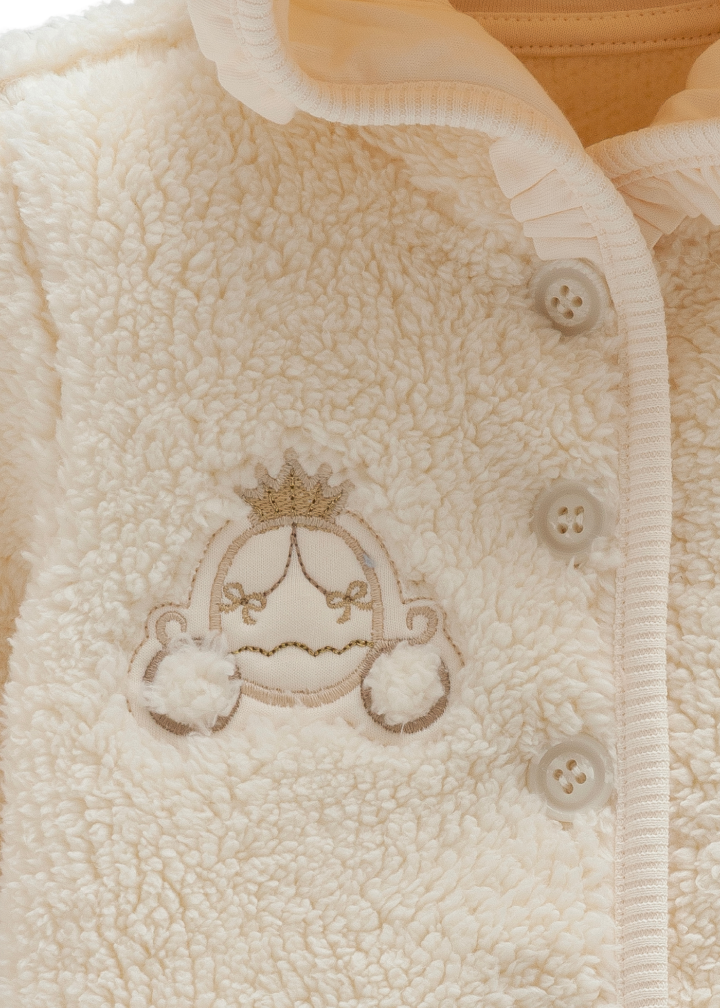 Combinezon Bej din Plus cu Gluga si Nasturi TK2115 Mell Sweet Baby