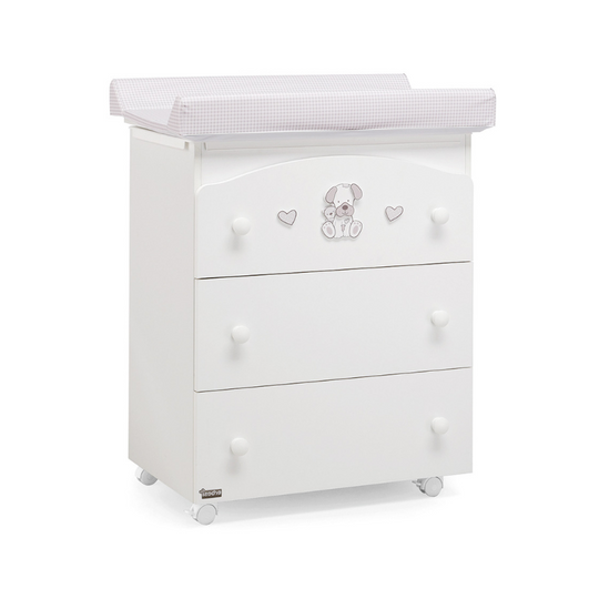 Comoda infasat Lucky Alb & Crem Design Elegant si Masuta Infasat Cadita Detasabila