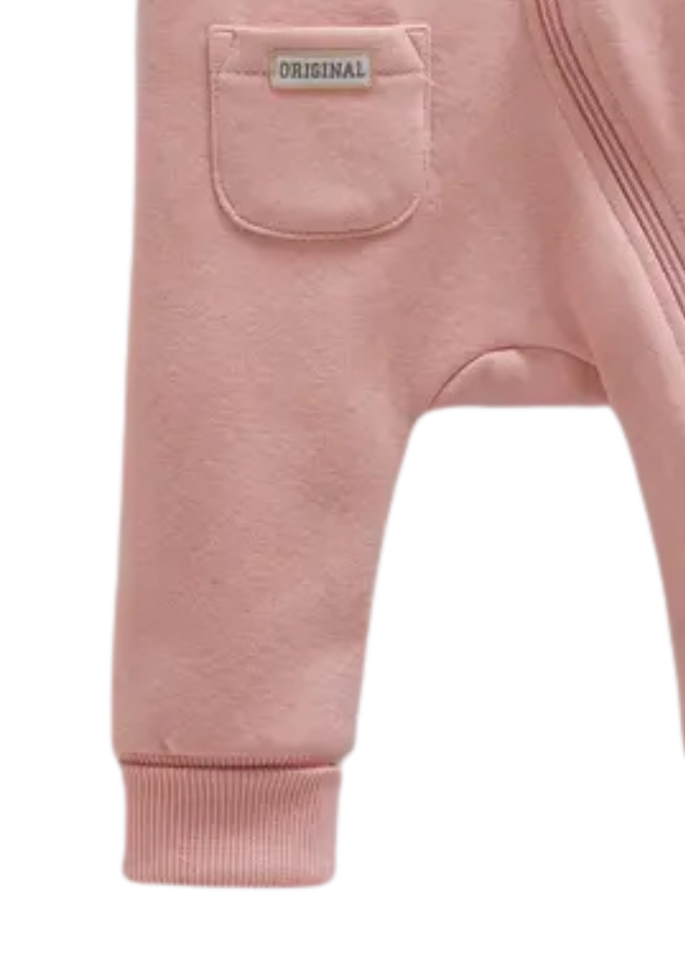 Combinezon Lung Roz Pudra din Bumbac cu Gluga TK1897 Mell Sweet Baby